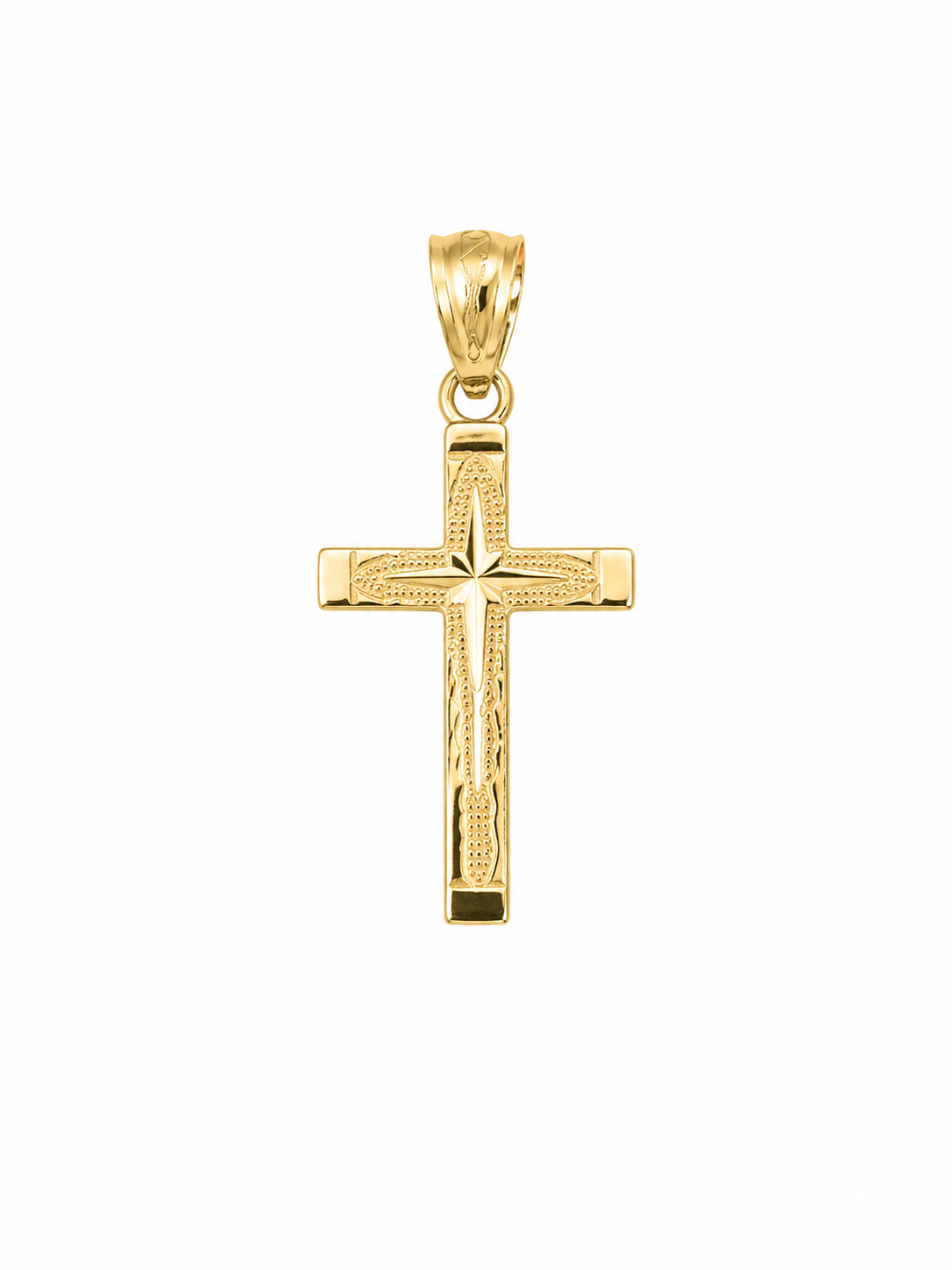 10K Yellow Gold Cross Pendant – Classic Faith Religious Necklace Charm