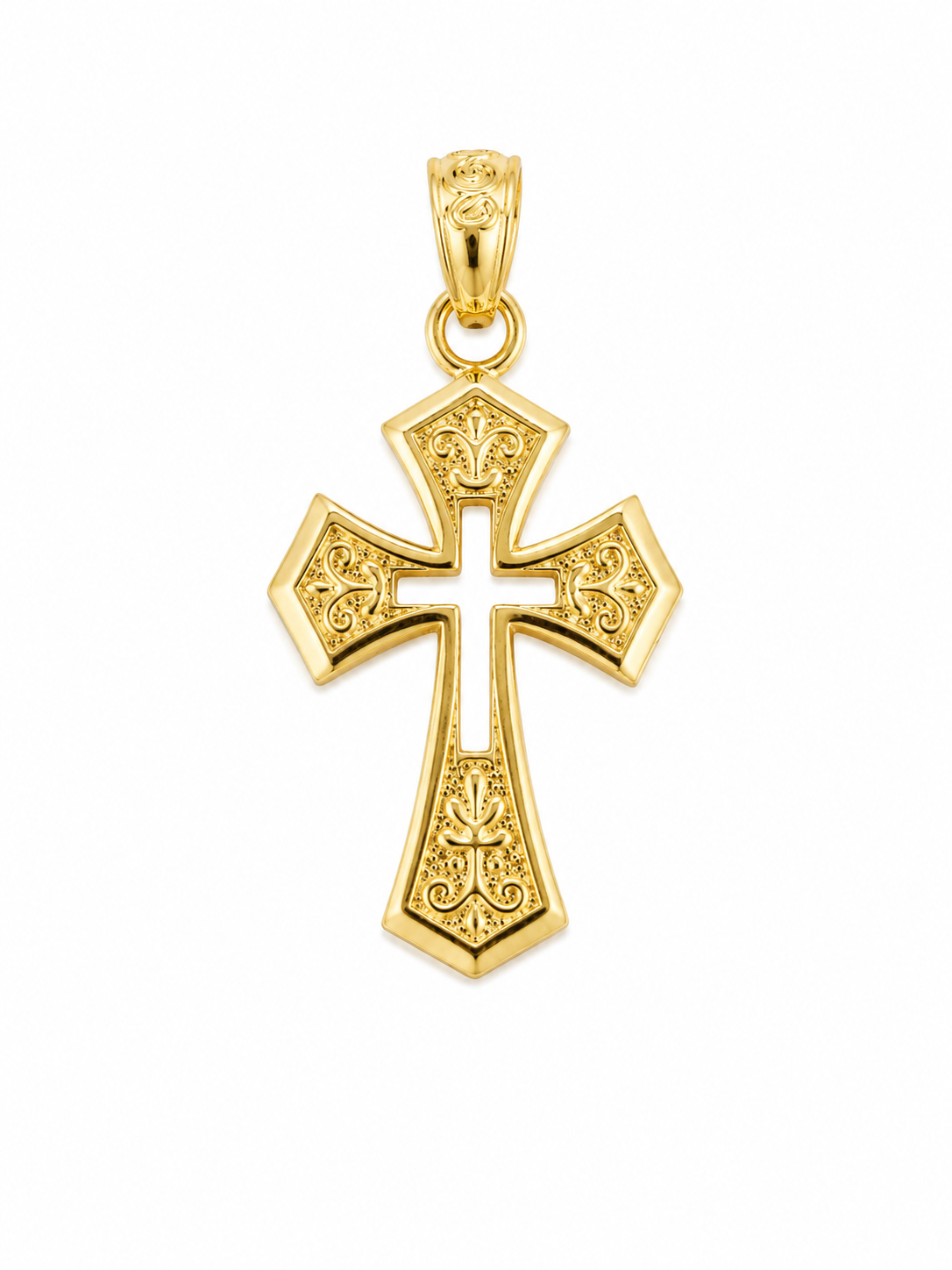 10K Yellow Gold Cross Pendant – Classic Faith Religious Necklace Charm