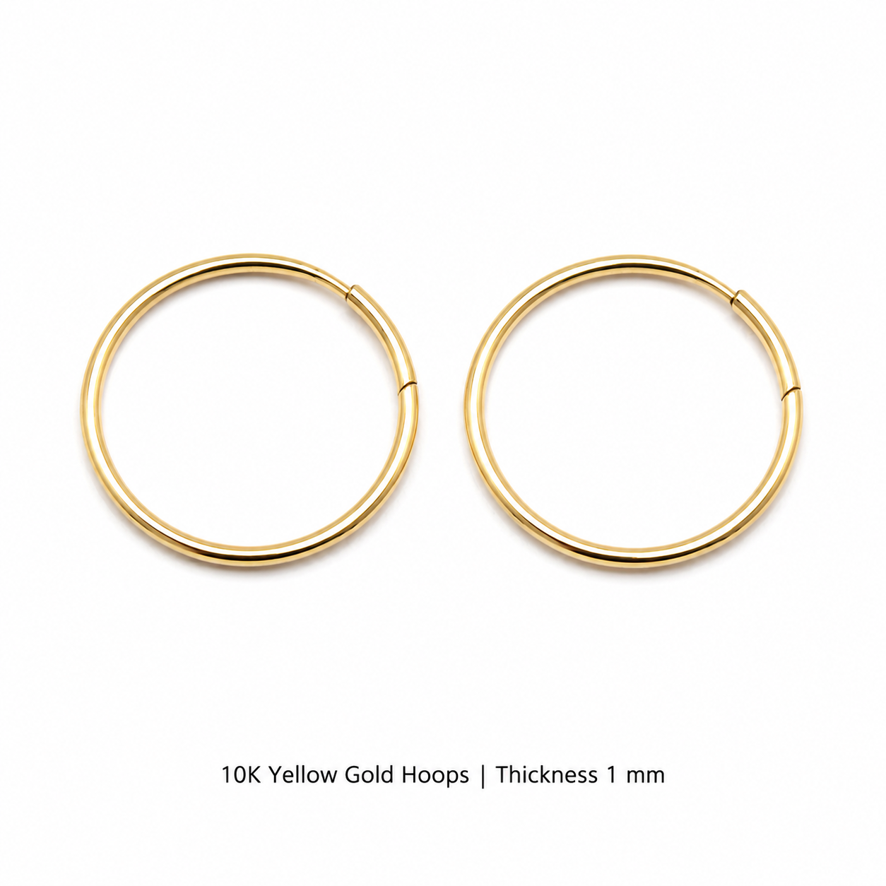 10K Yellow Gold Hoop Earrings 1mm Classic Round Hoops