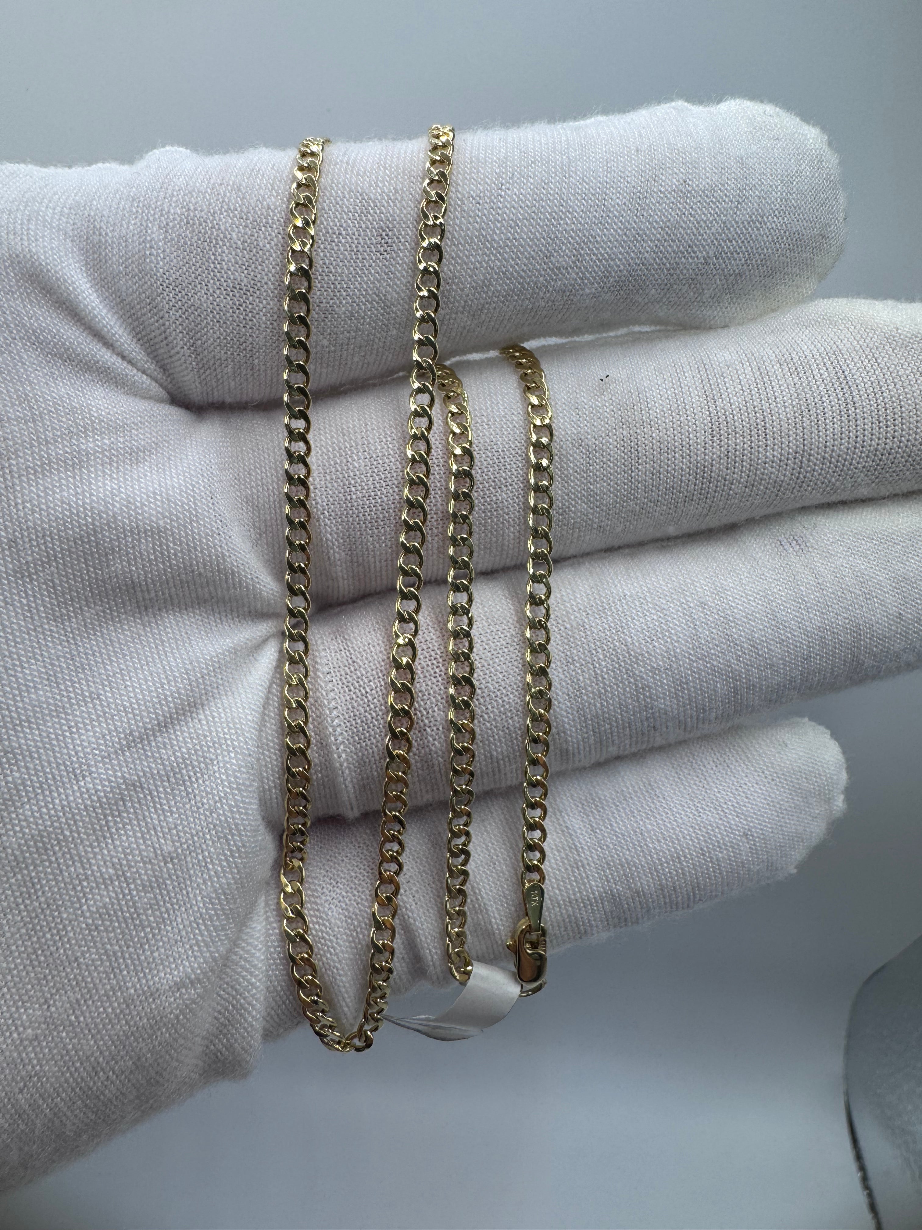 10K Yellow Gold Cuban Chain 16” – 2.5mm Classic Link Necklace Jewelry