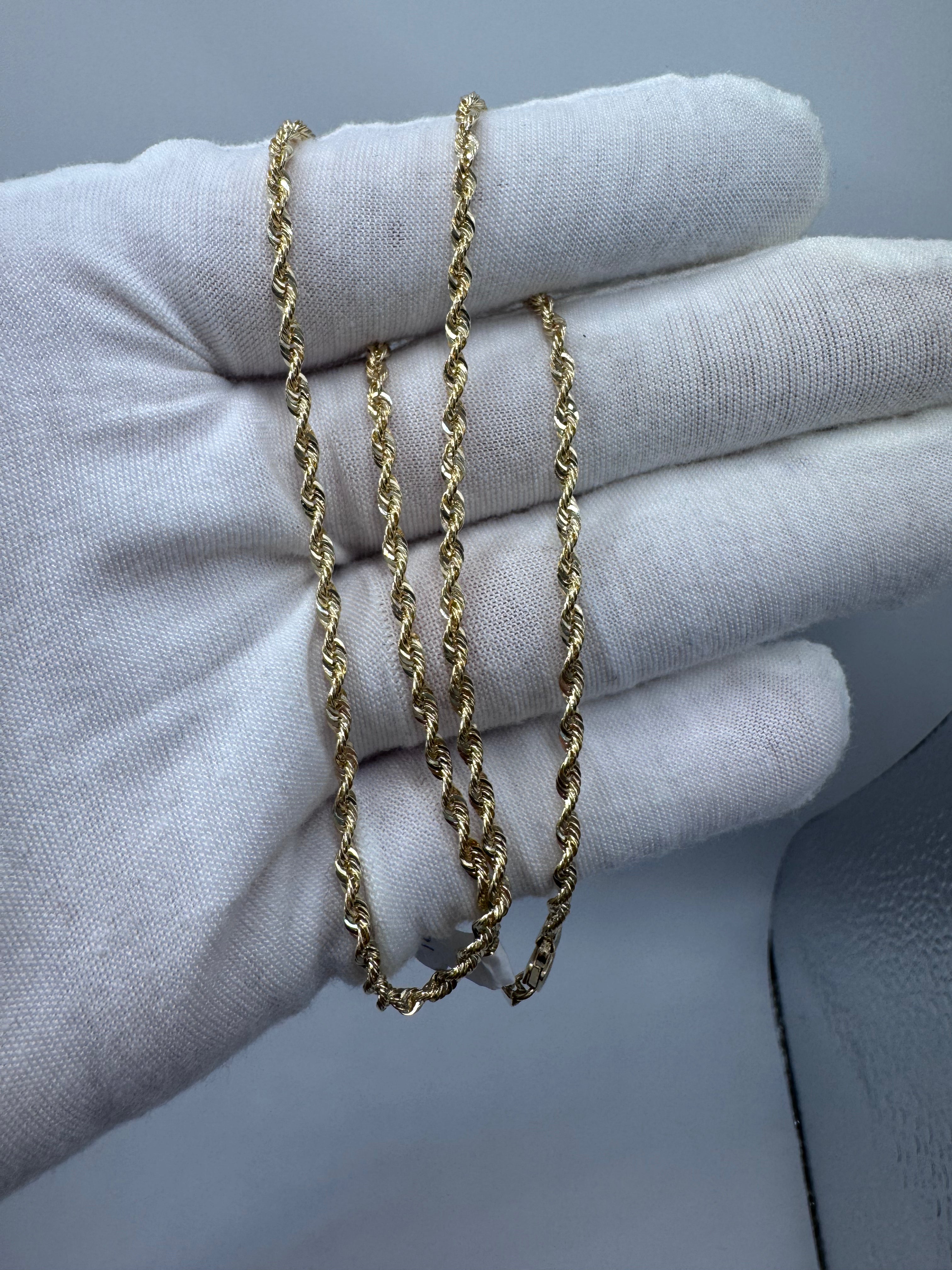 10K Yellow Gold Rope Chain 18" – 2.5mm Classic Twisted Necklace