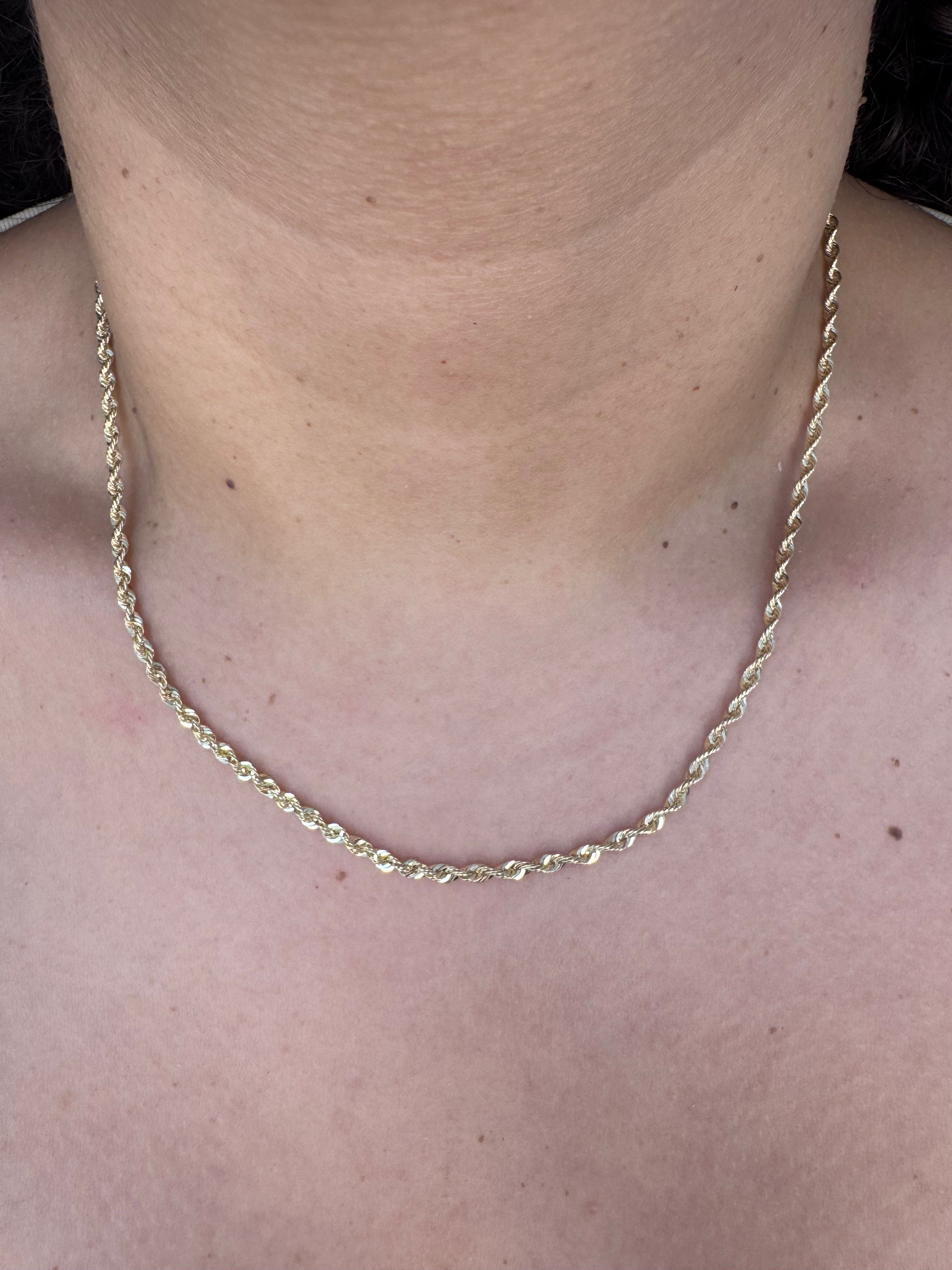 10K Yellow Gold Rope Chain 18" – 2.5mm Classic Twisted Necklace