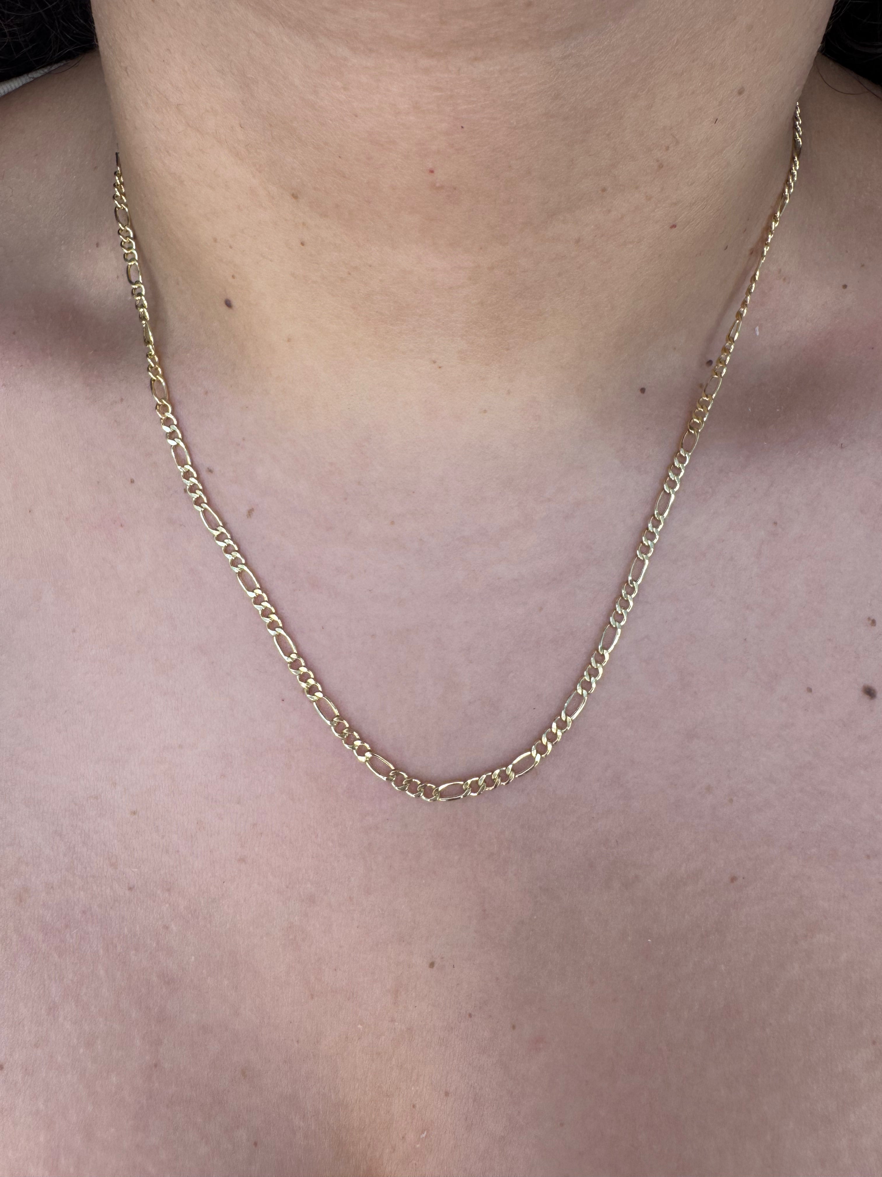 10K Yellow Gold Figaro Chain 18” – 2.5mm Classic Link Necklace Jewelry