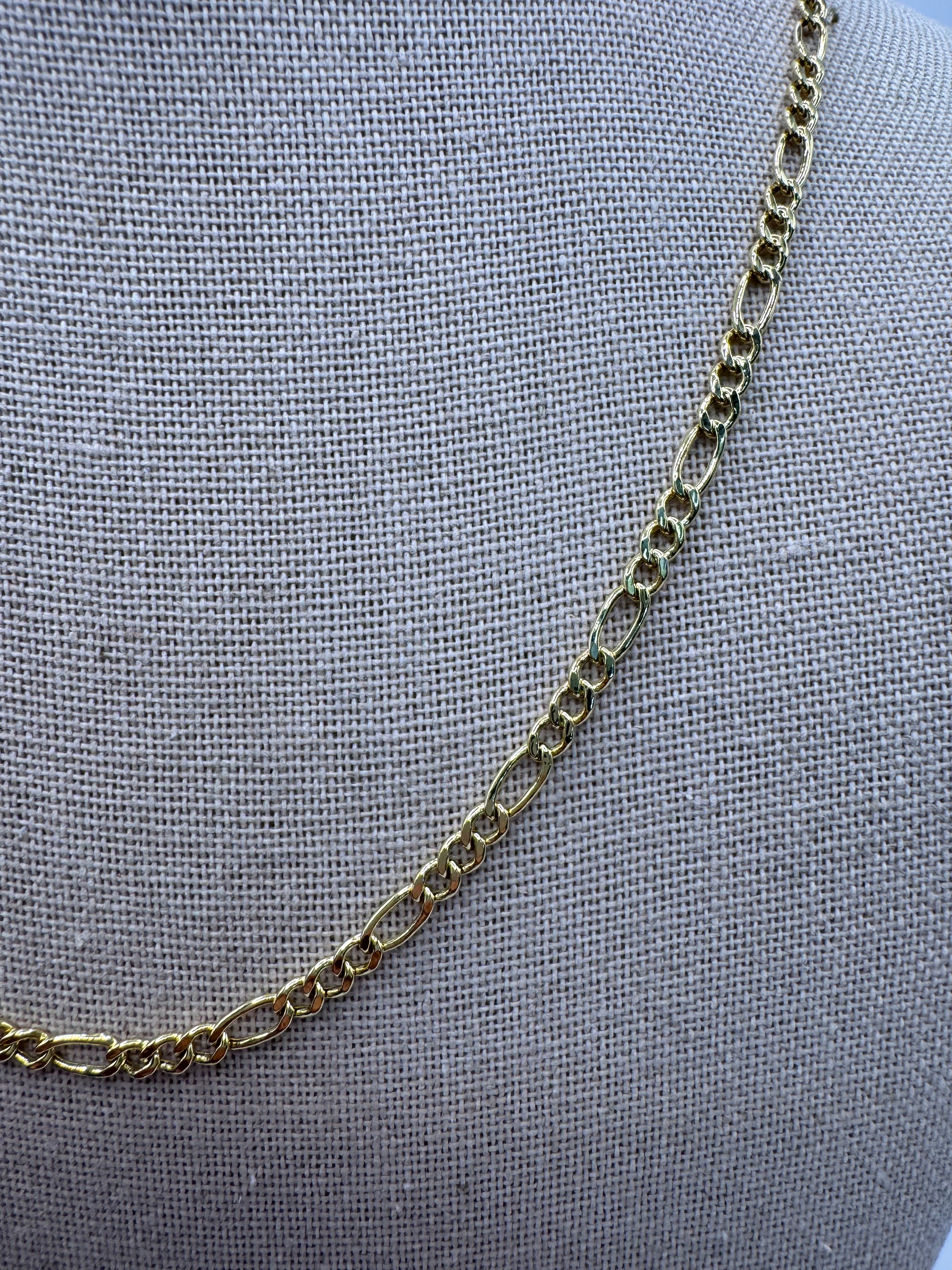 10K Yellow Gold Figaro Chain 18” – 3.5mm Classic Link Necklace Jewelry
