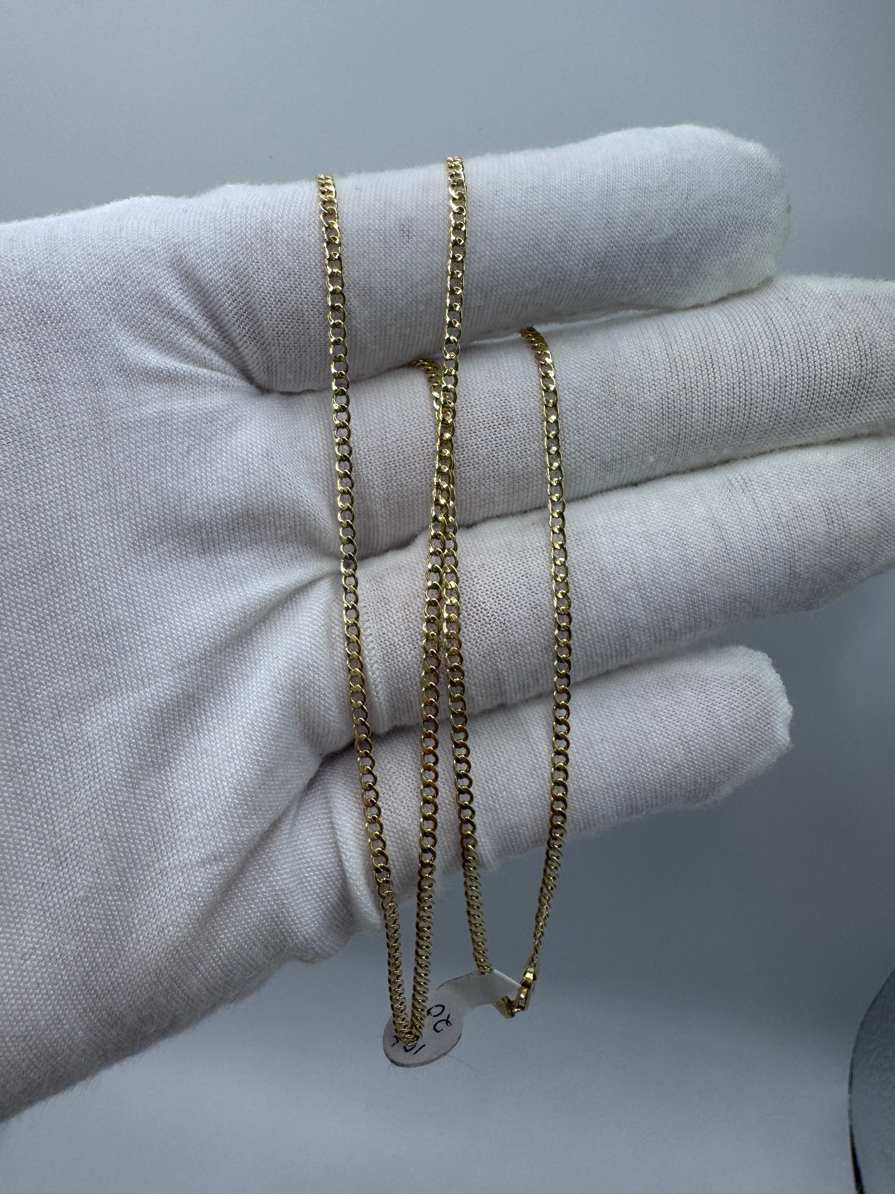 10K Yellow Gold Cuban Chain 20” – 2mm Classic Link Necklace Jewelry