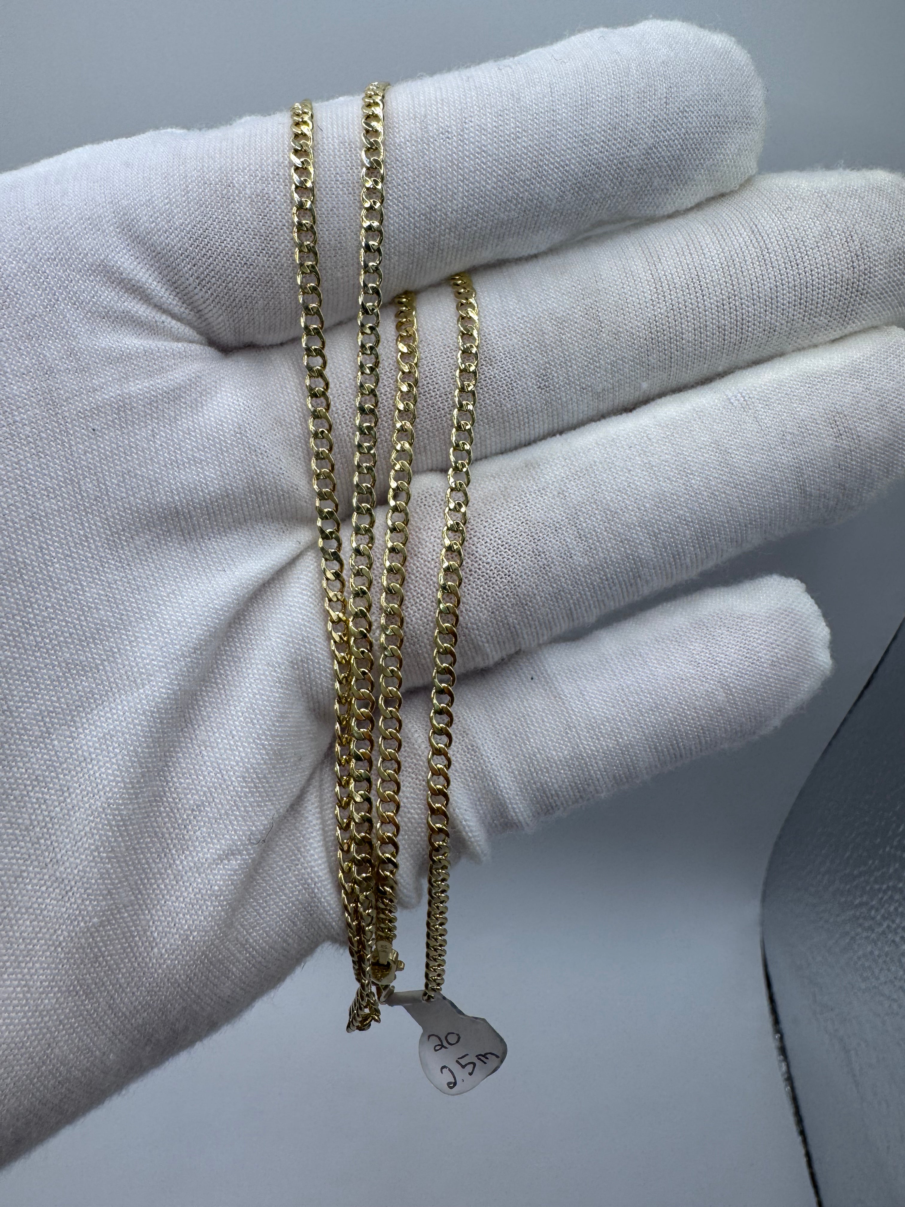 10K Yellow Gold Cuban Chain 20” – 2.5mm Classic Link Necklace Jewelry
