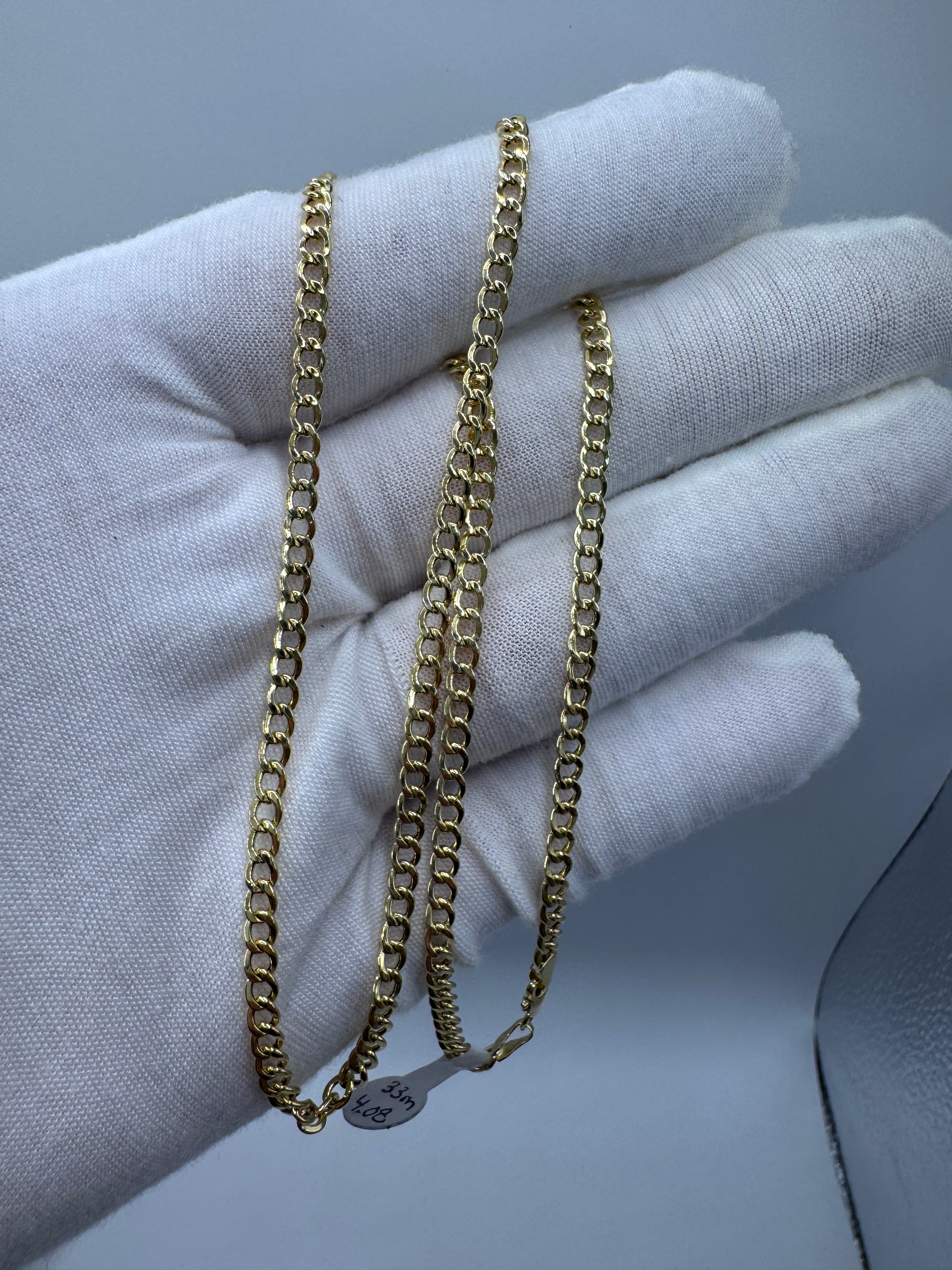 10K Yellow Gold Cuban Chain 20" – 3.3mm Classic Link Necklace