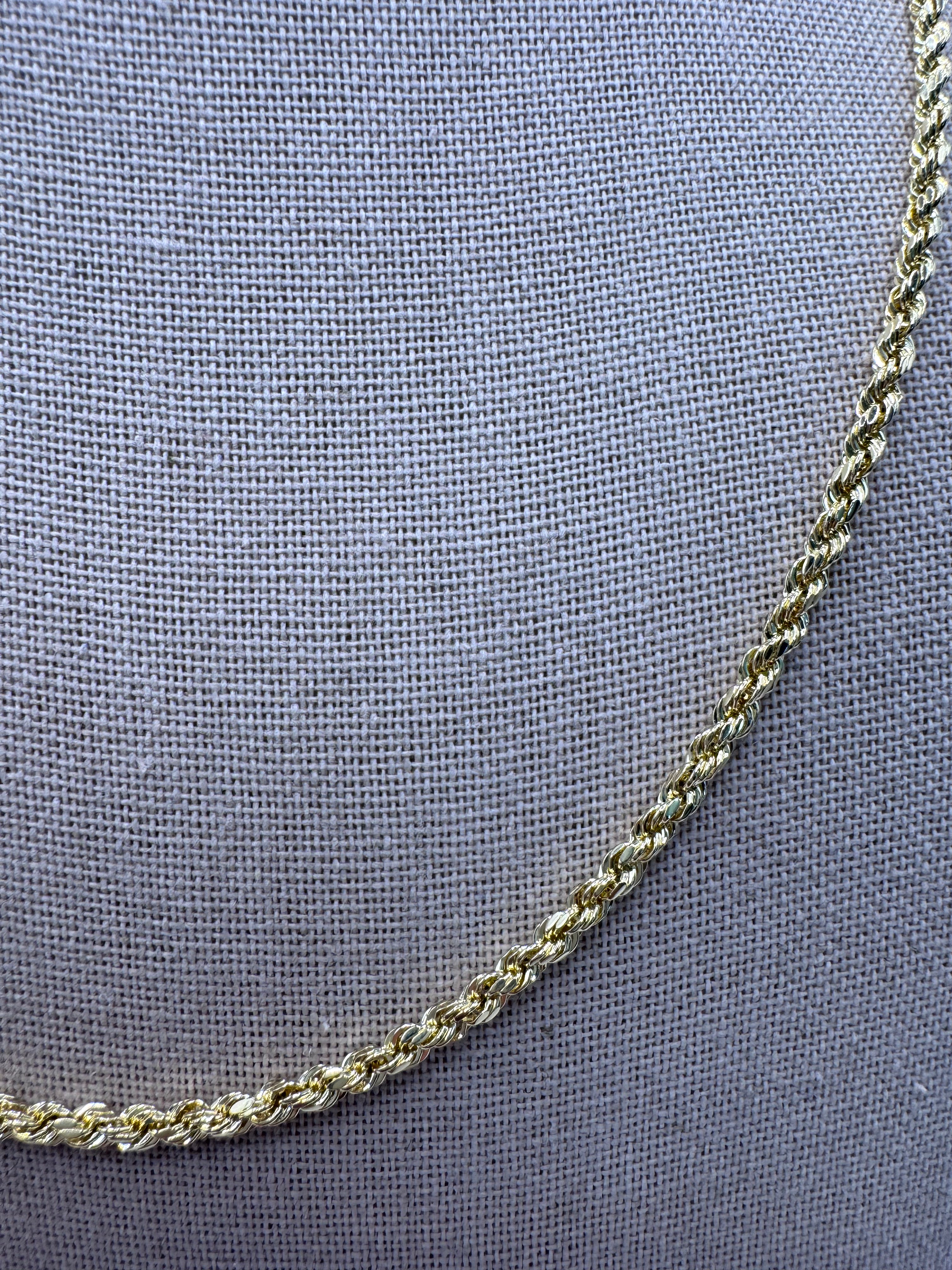 10K Yellow Gold Rope Chain 20" – 3mm Classic Twisted Necklace