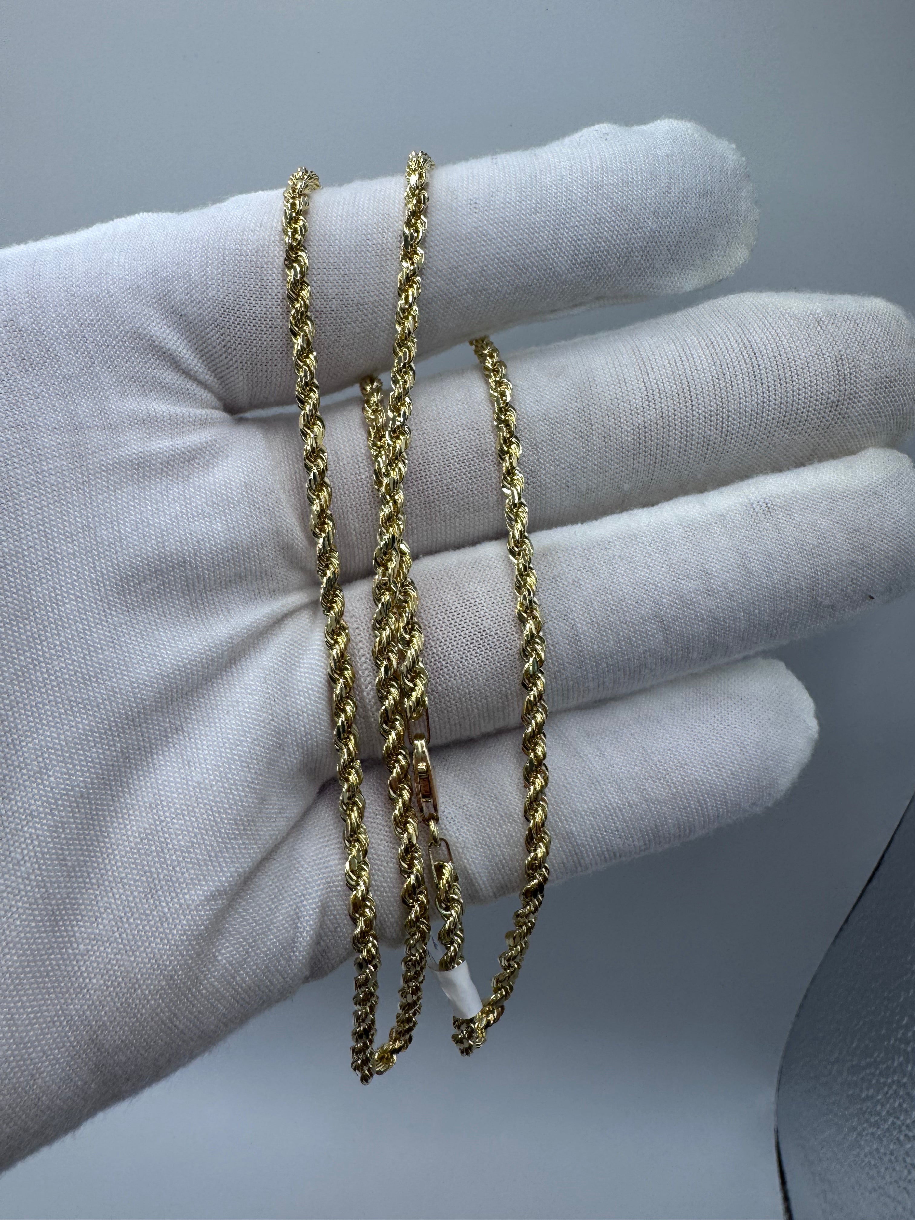 10K Yellow Gold Rope Chain 20" – 3mm Classic Twisted Necklace