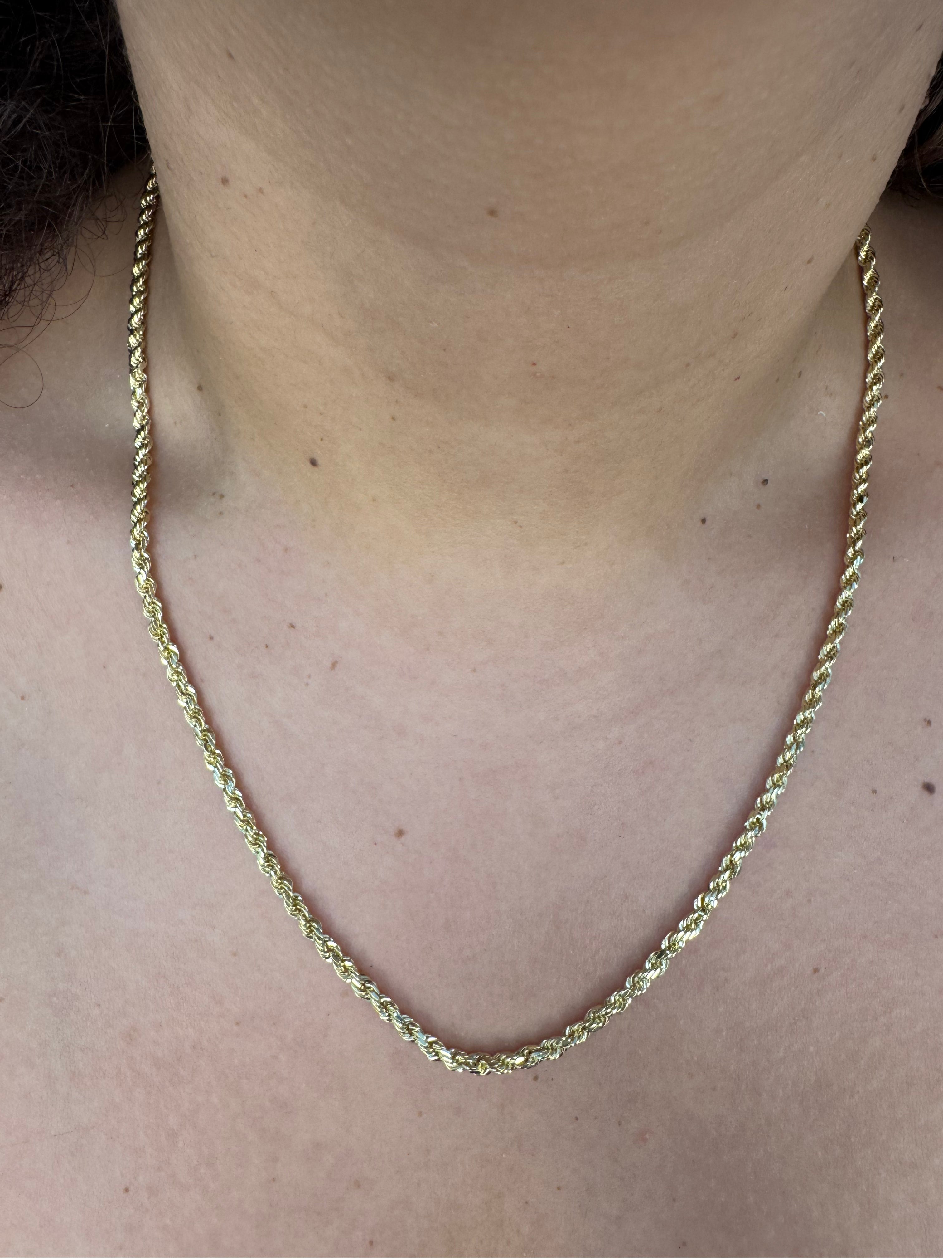 10K Yellow Gold Rope Chain 20" – 3mm Classic Twisted Necklace
