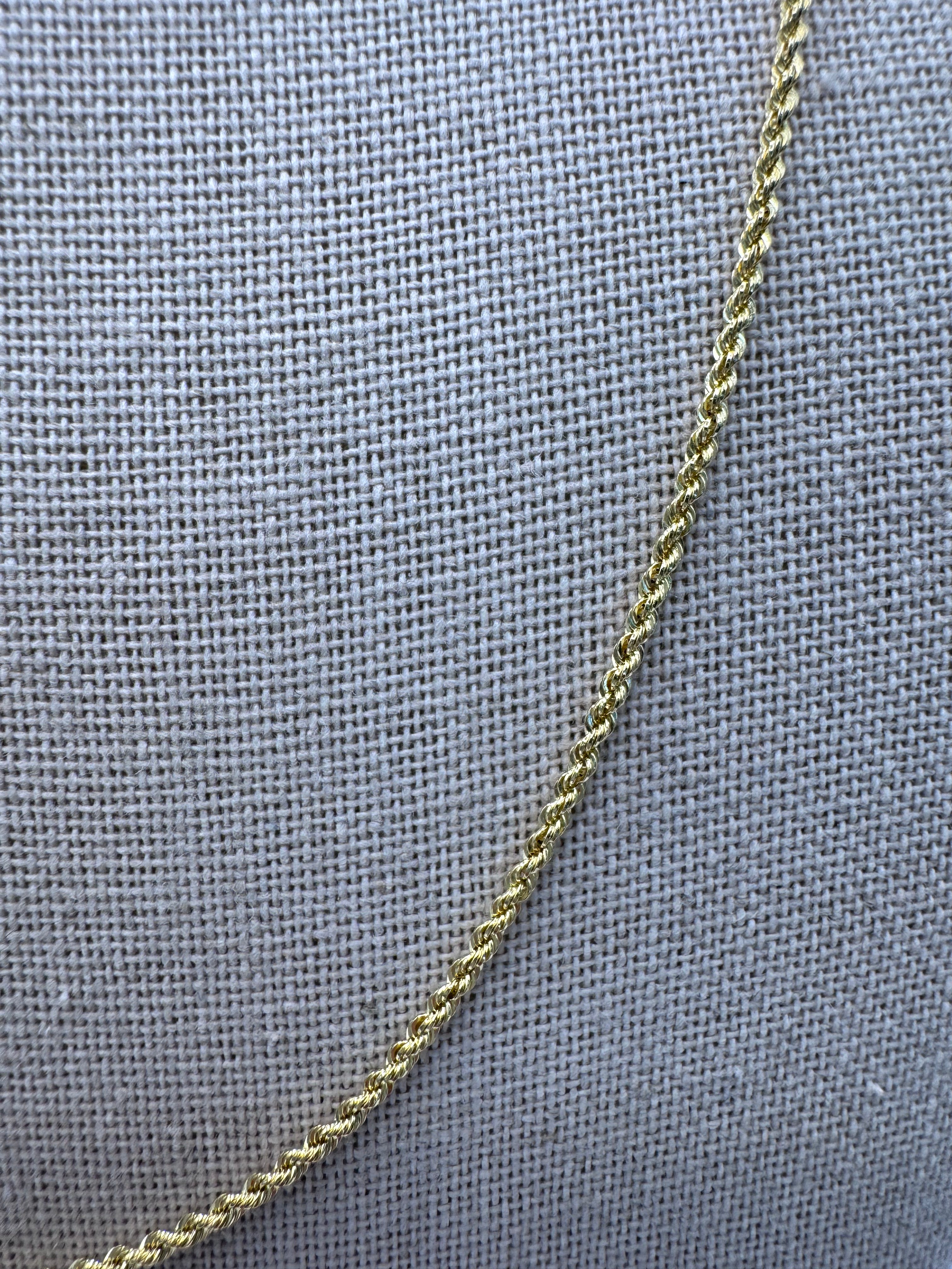 10K Yellow Gold Rope Chain 20” – 1.5mm Classic Twisted Necklace Jewelry