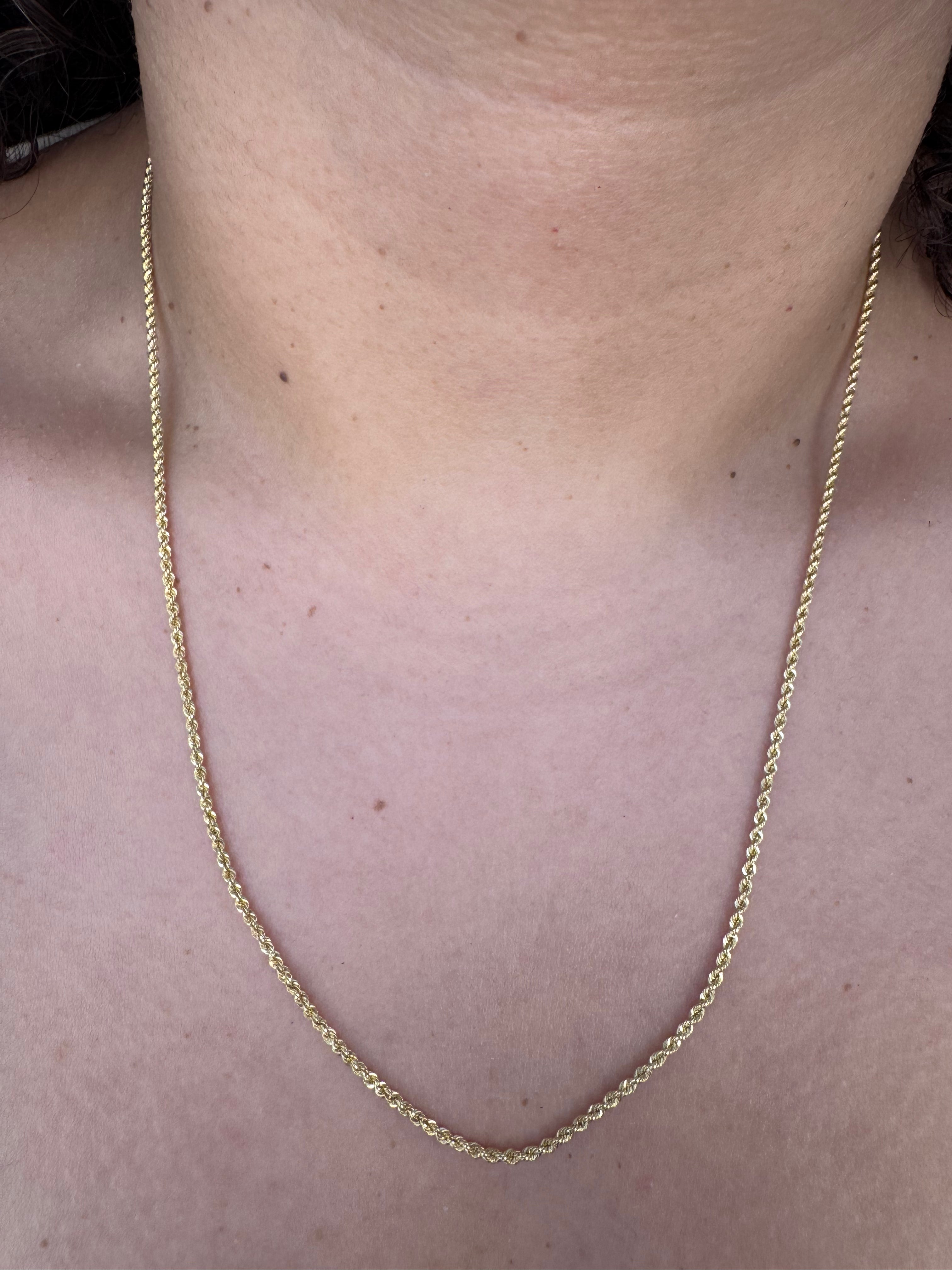10K Yellow Gold Rope Chain 20” – 1.5mm Classic Twisted Necklace Jewelry