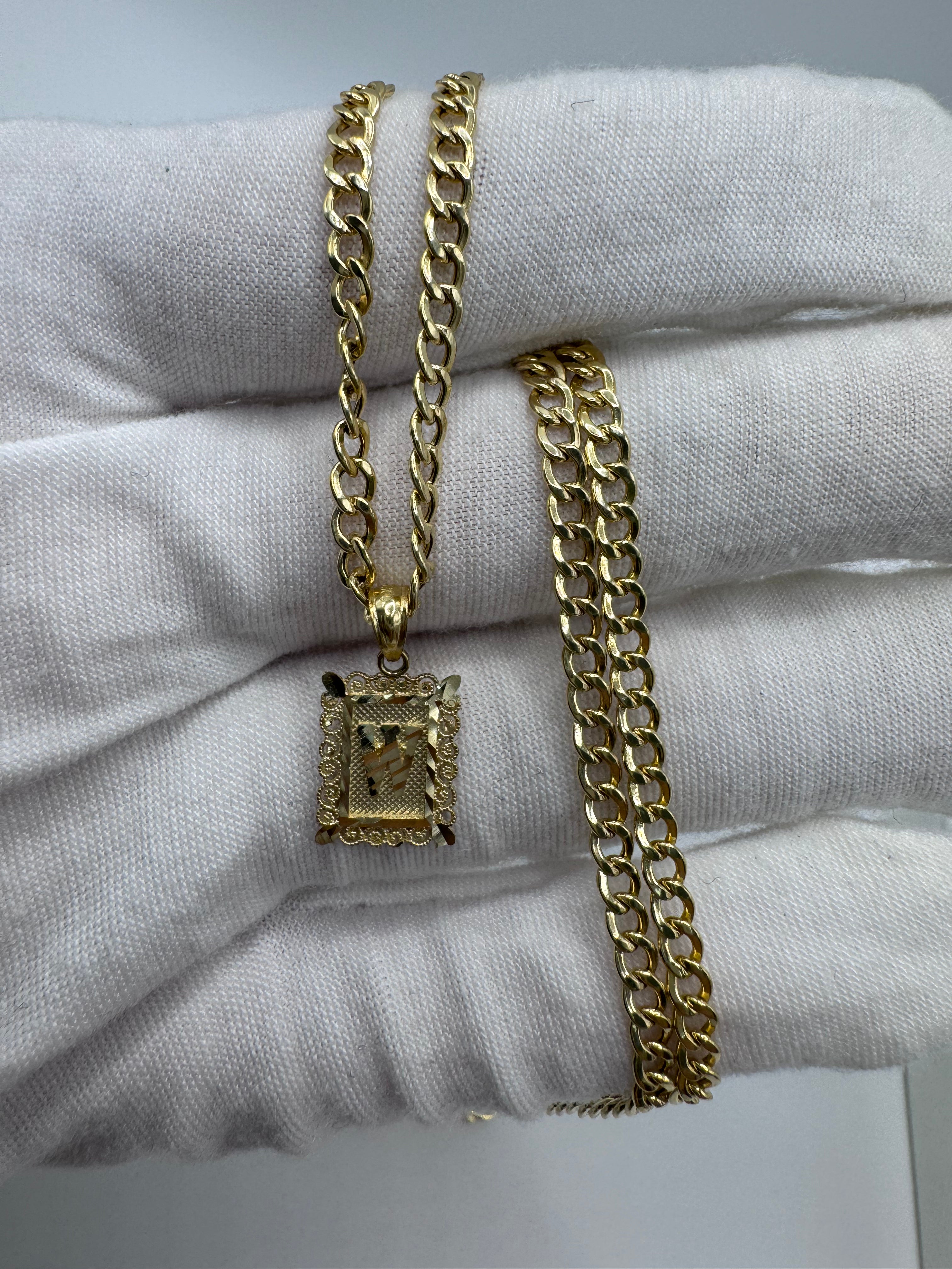 10K Yellow Gold Initial W Pendant – Personalized Letter Necklace Charm