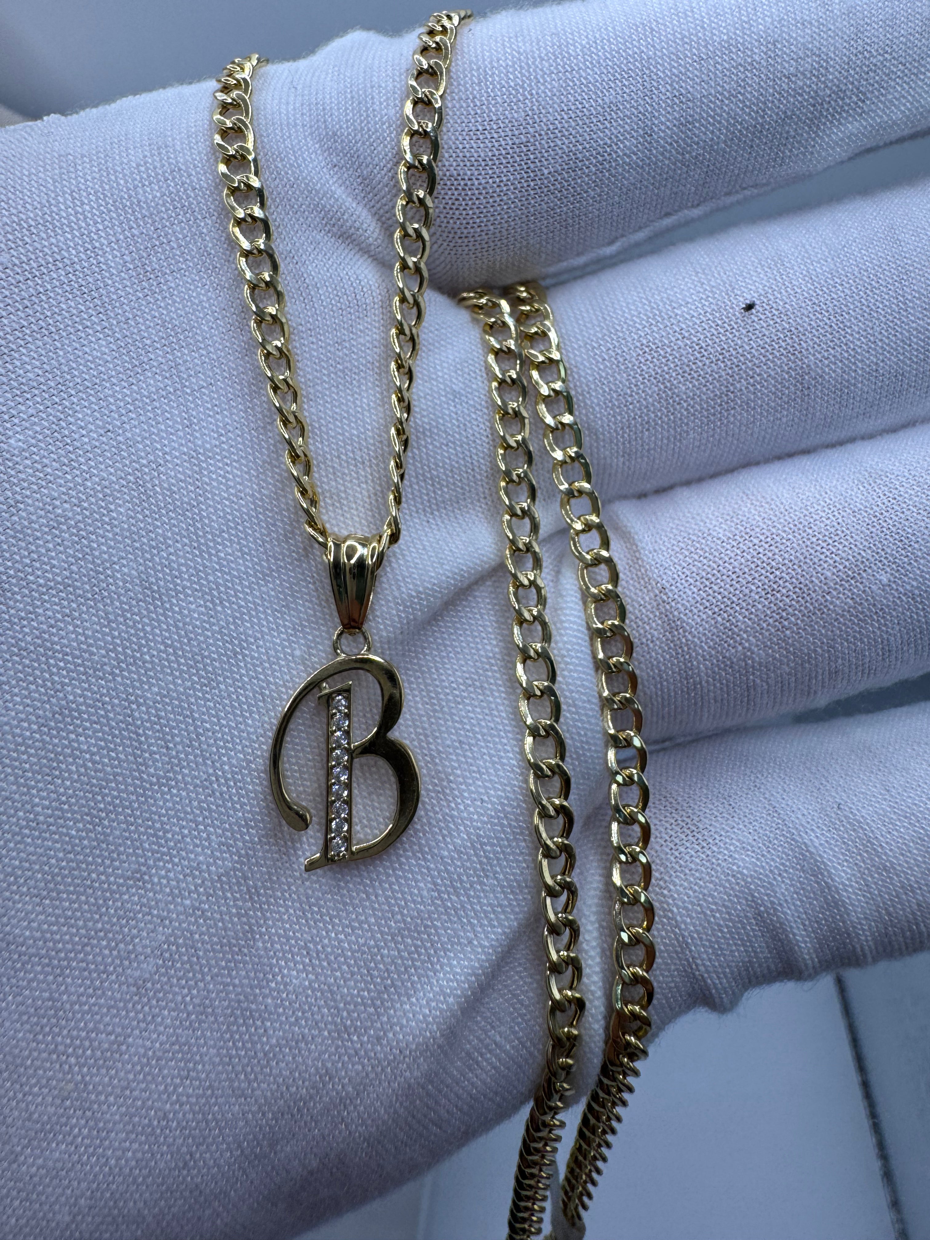 10K Yellow Gold Initial B Pendant – Personalized Letter Necklace Charm