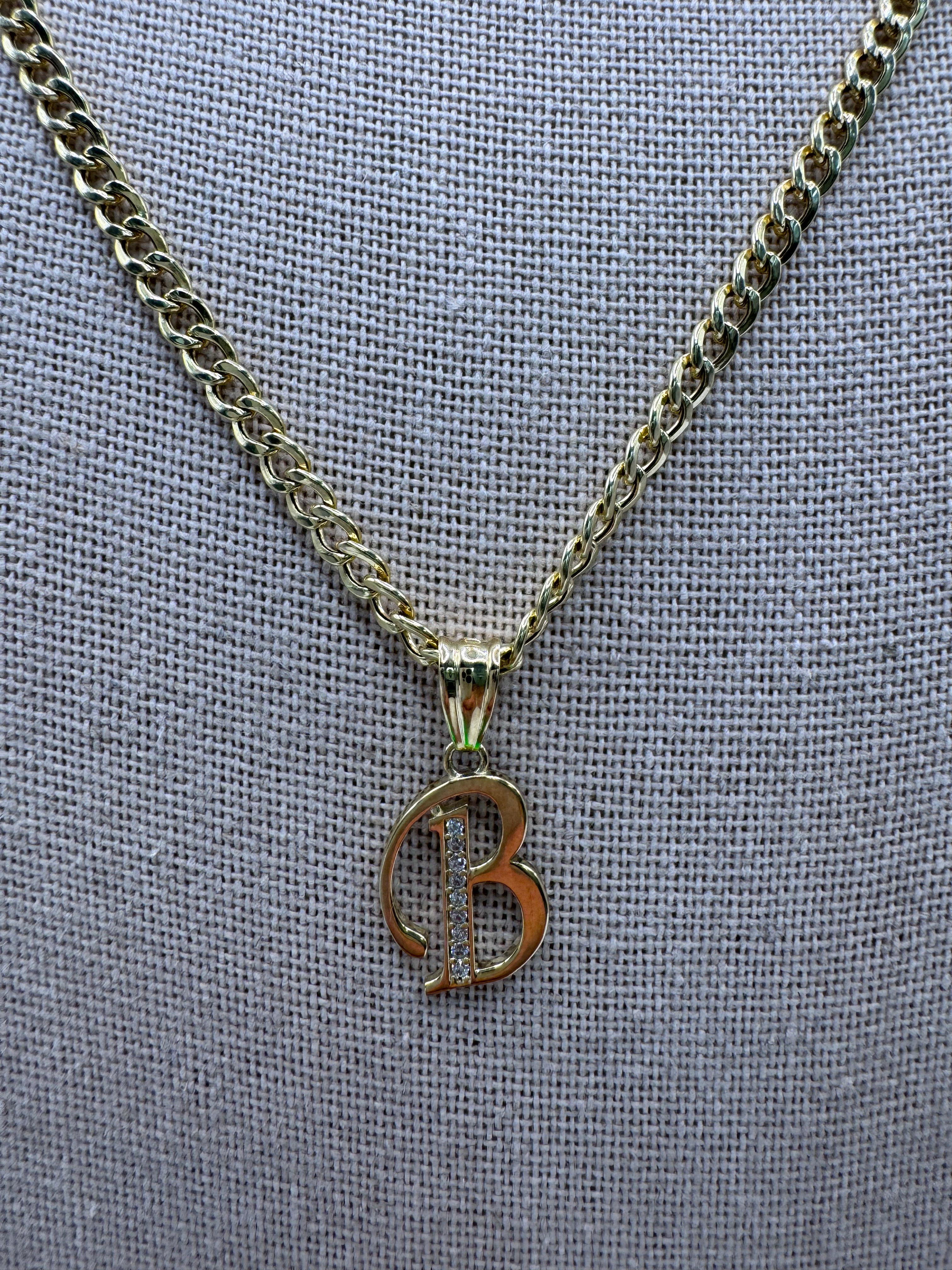 10K Yellow Gold Initial B Pendant – Personalized Letter Necklace Charm