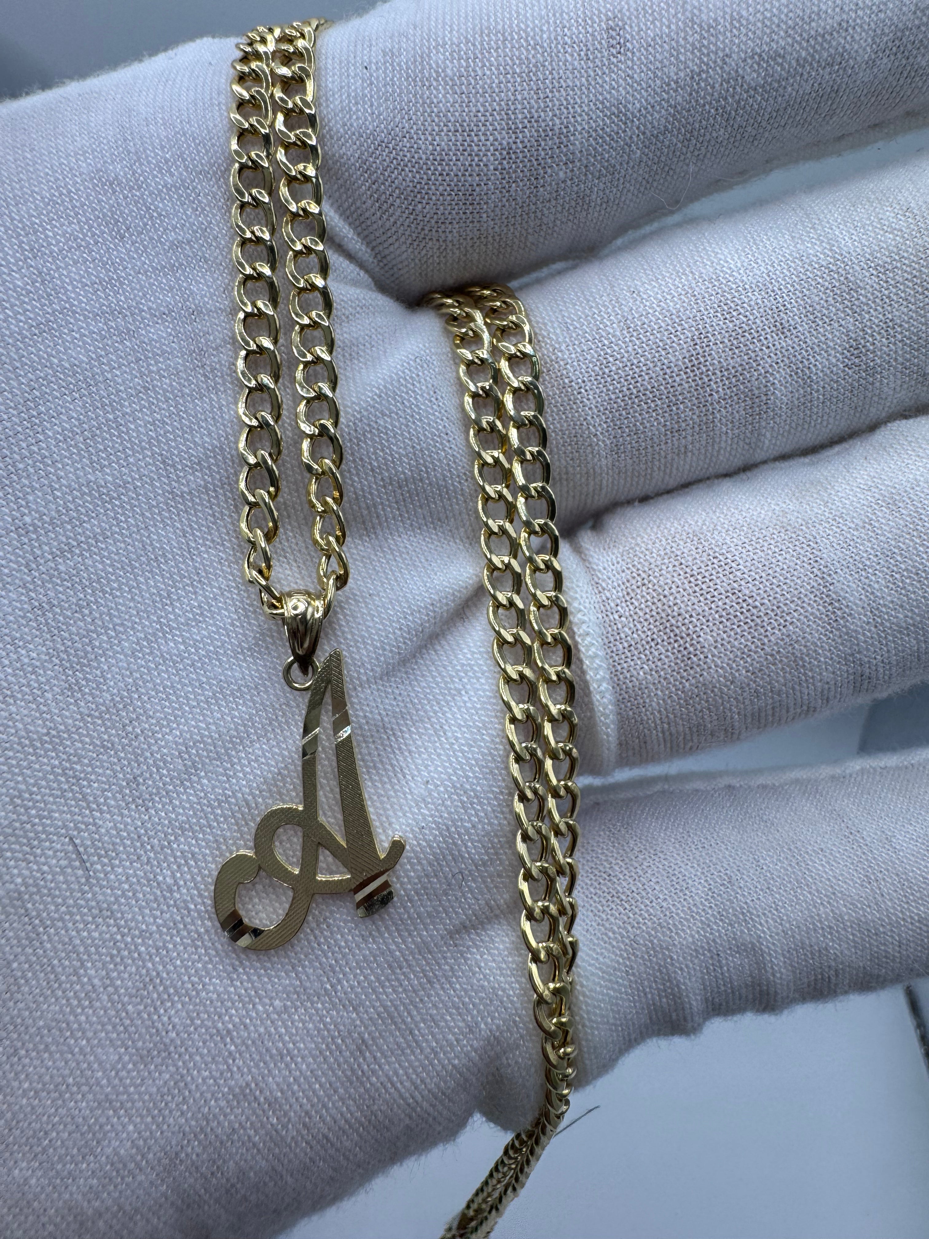 10K Yellow Gold Initial A Pendant – Personalized Letter Necklace Charm