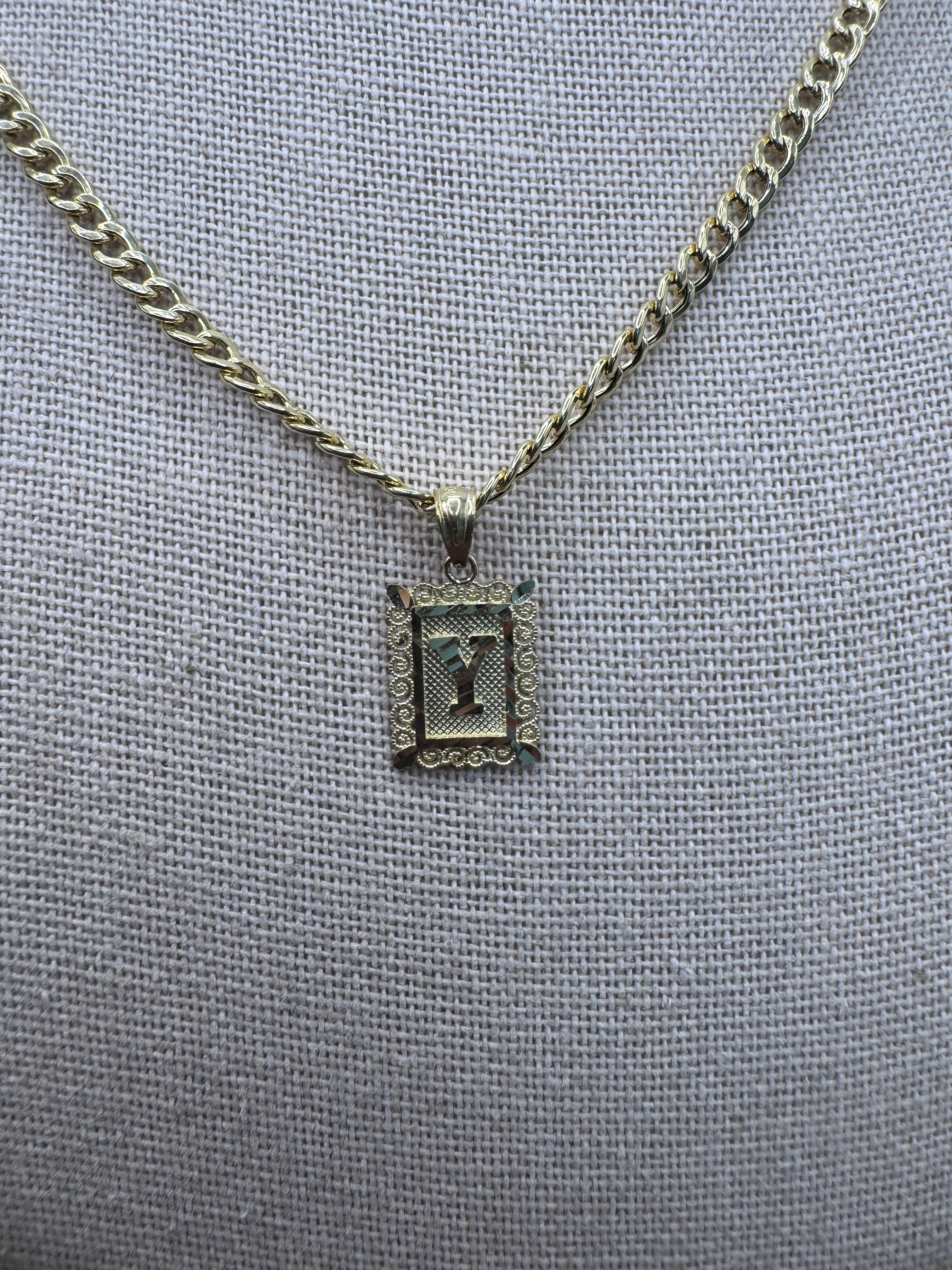 10K Yellow Gold Initial Y Pendant – Personalized Letter Necklace Charm