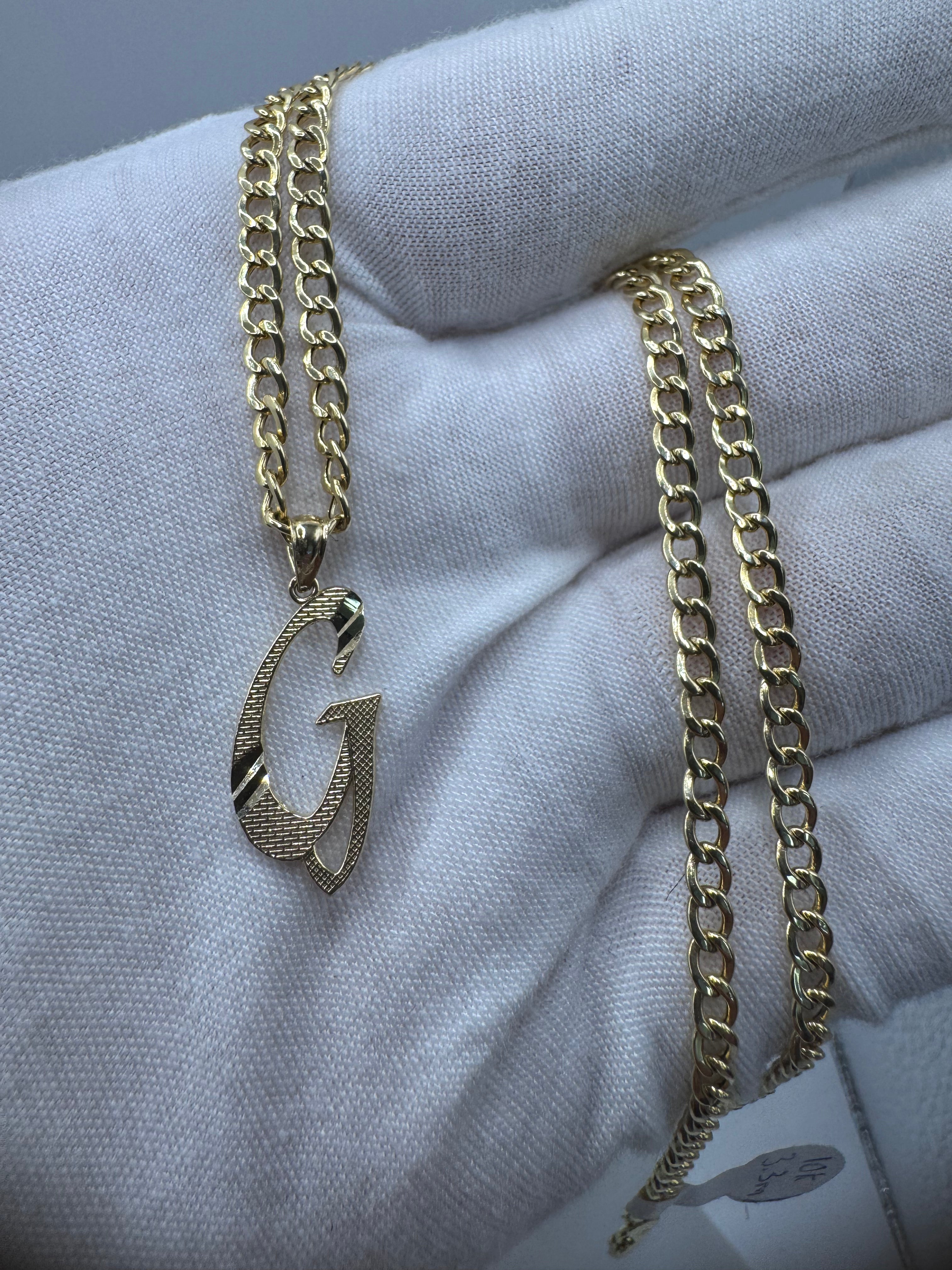 14K Yellow Gold Initial G Pendant – Personalized Letter Gold Necklace Charm