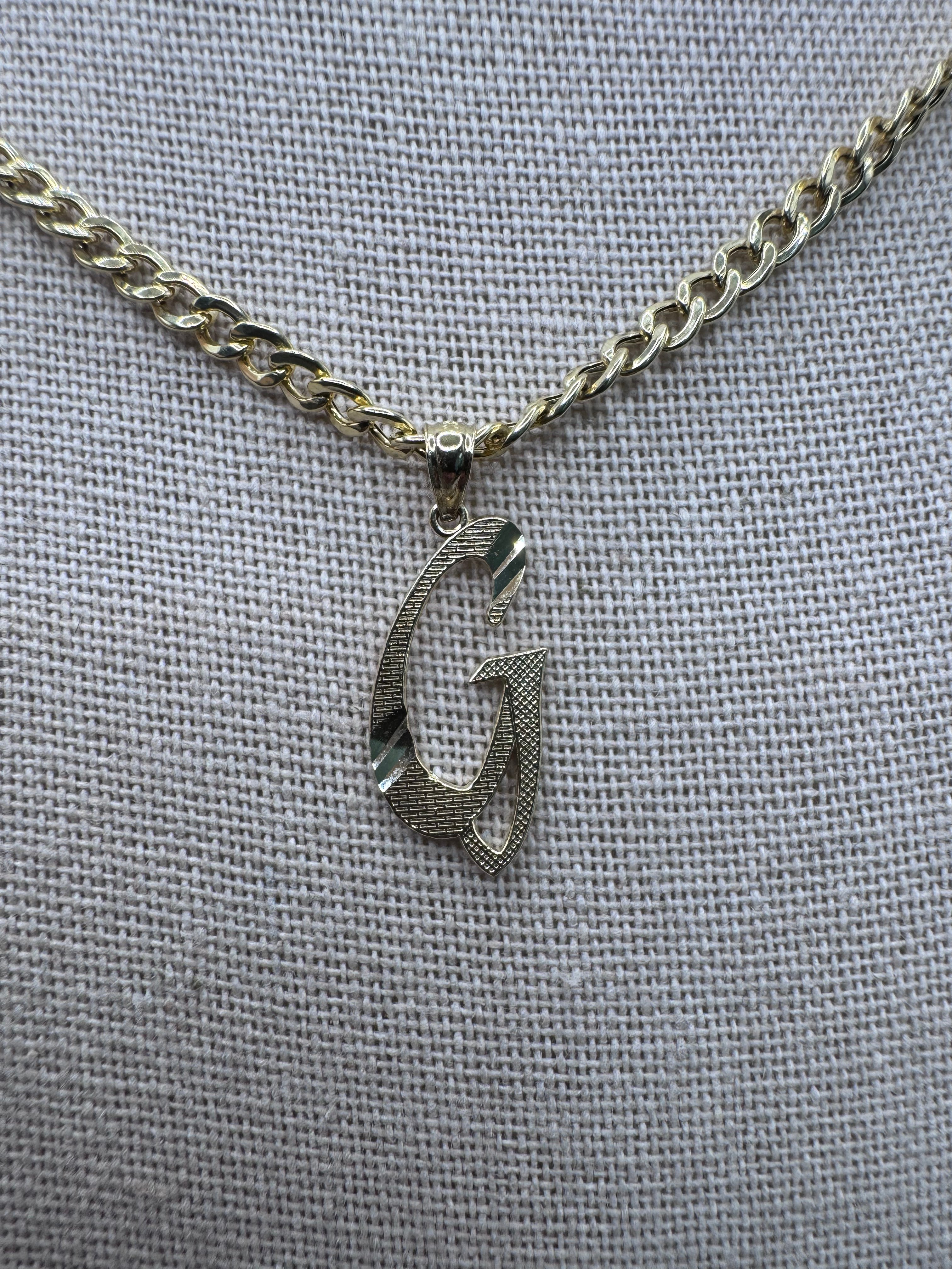 14K Yellow Gold Initial G Pendant – Personalized Letter Gold Necklace Charm