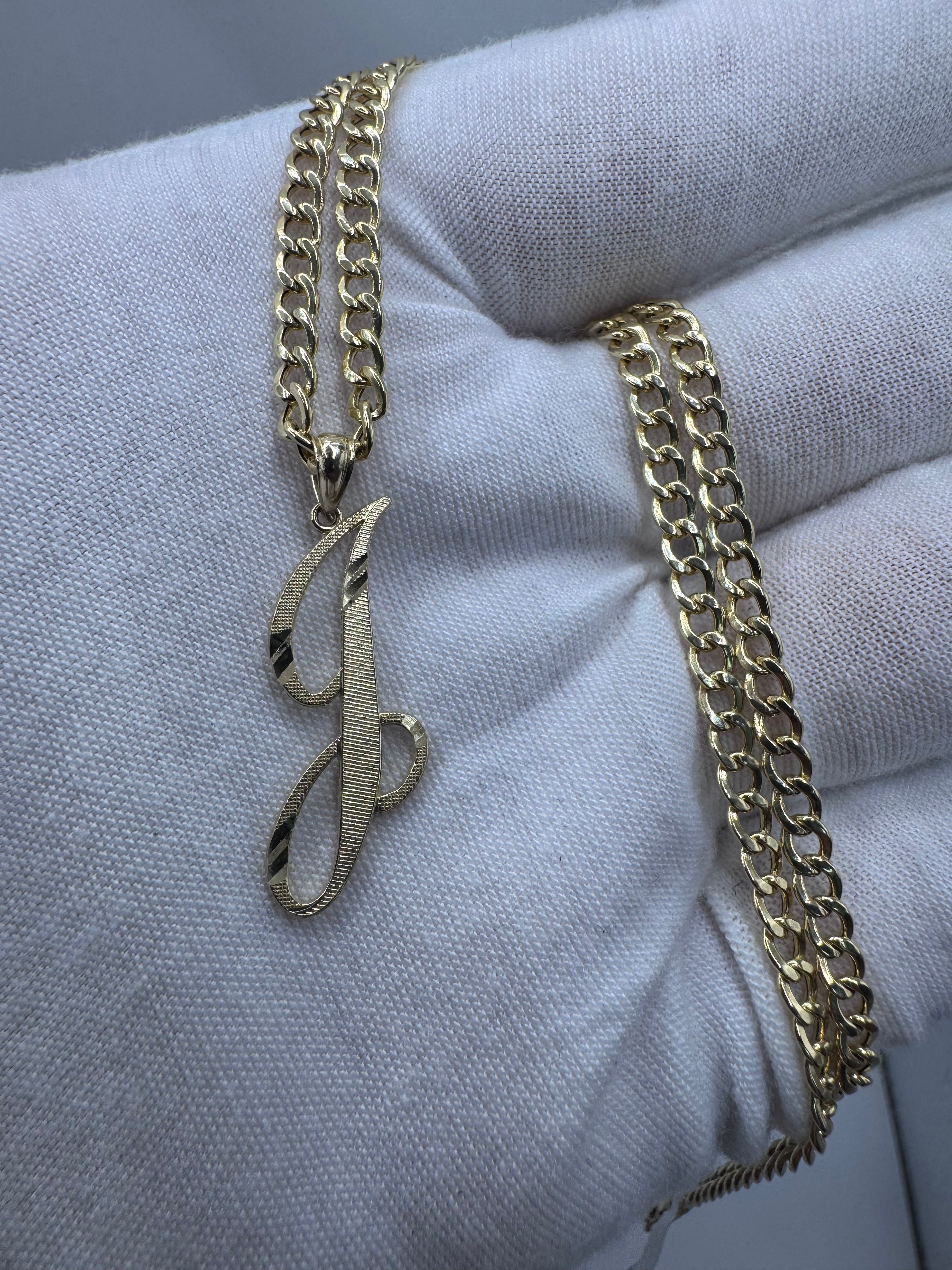 10K Yellow Gold Initial J Pendant – Personalized Letter Necklace Charm