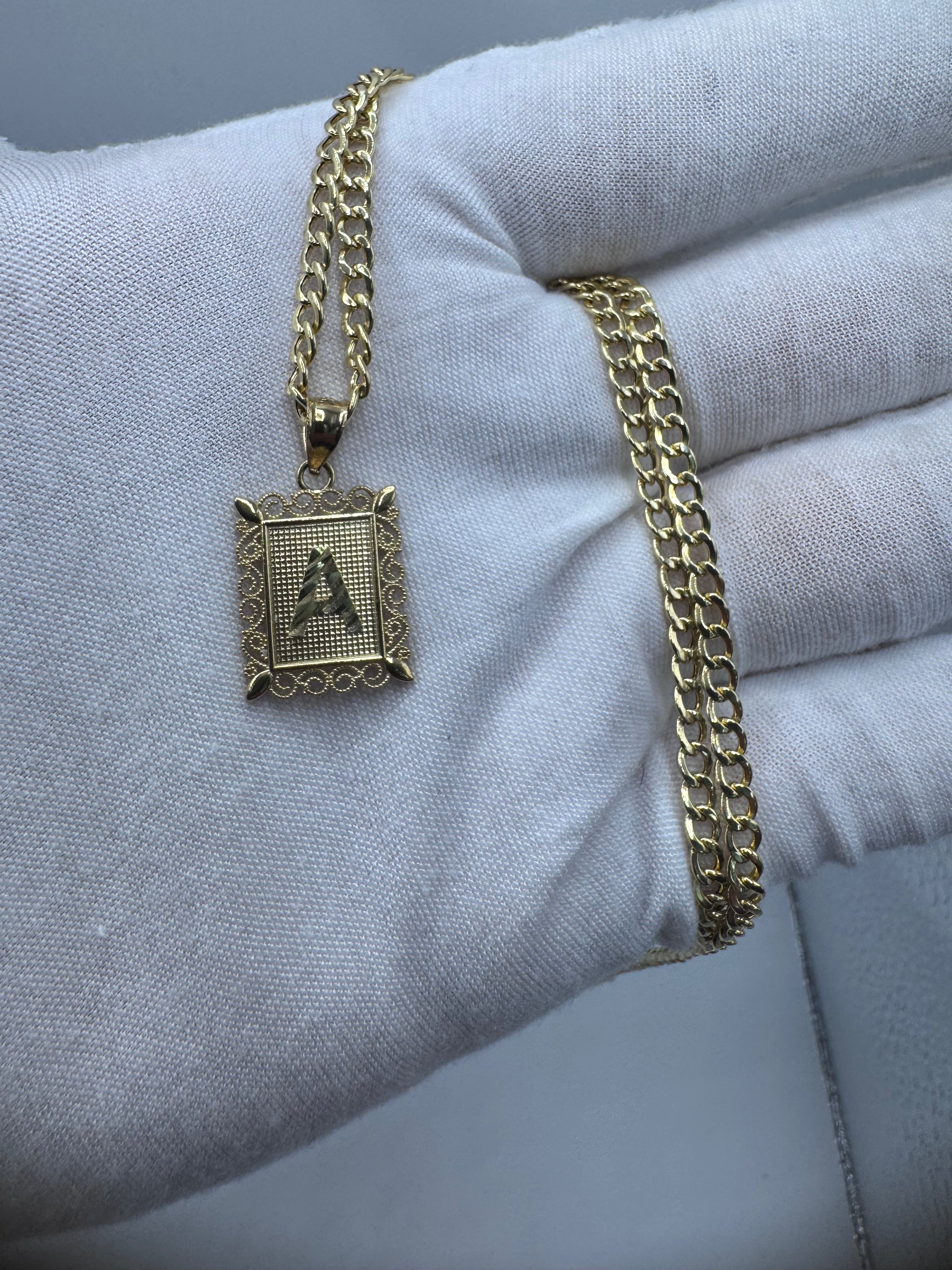 10K Yellow Gold Initial A Pendant – Personalized Letter Necklace Charm