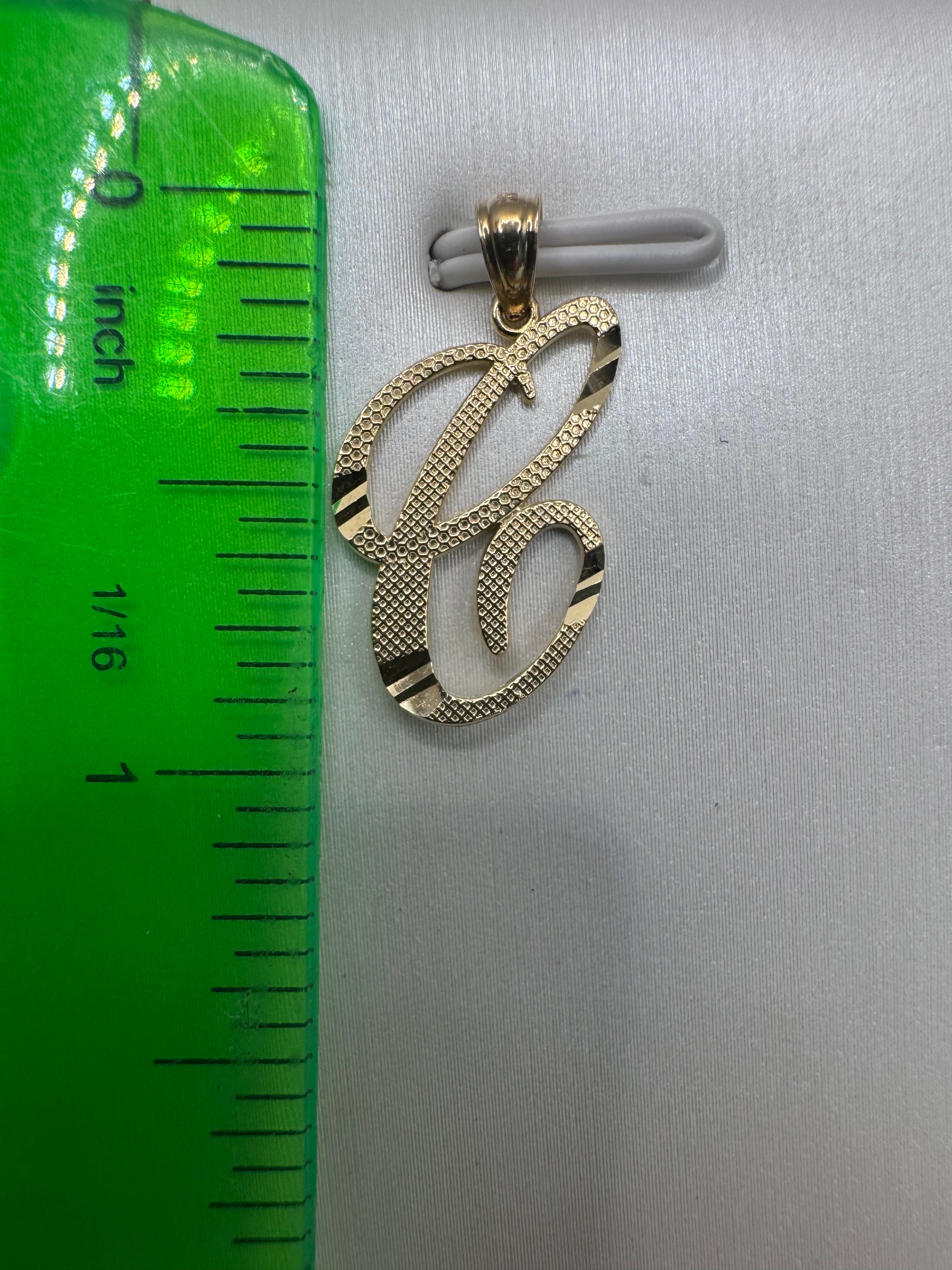 14K Yellow Gold Initial C Pendant – Personalized Letter Gold Necklace Charm