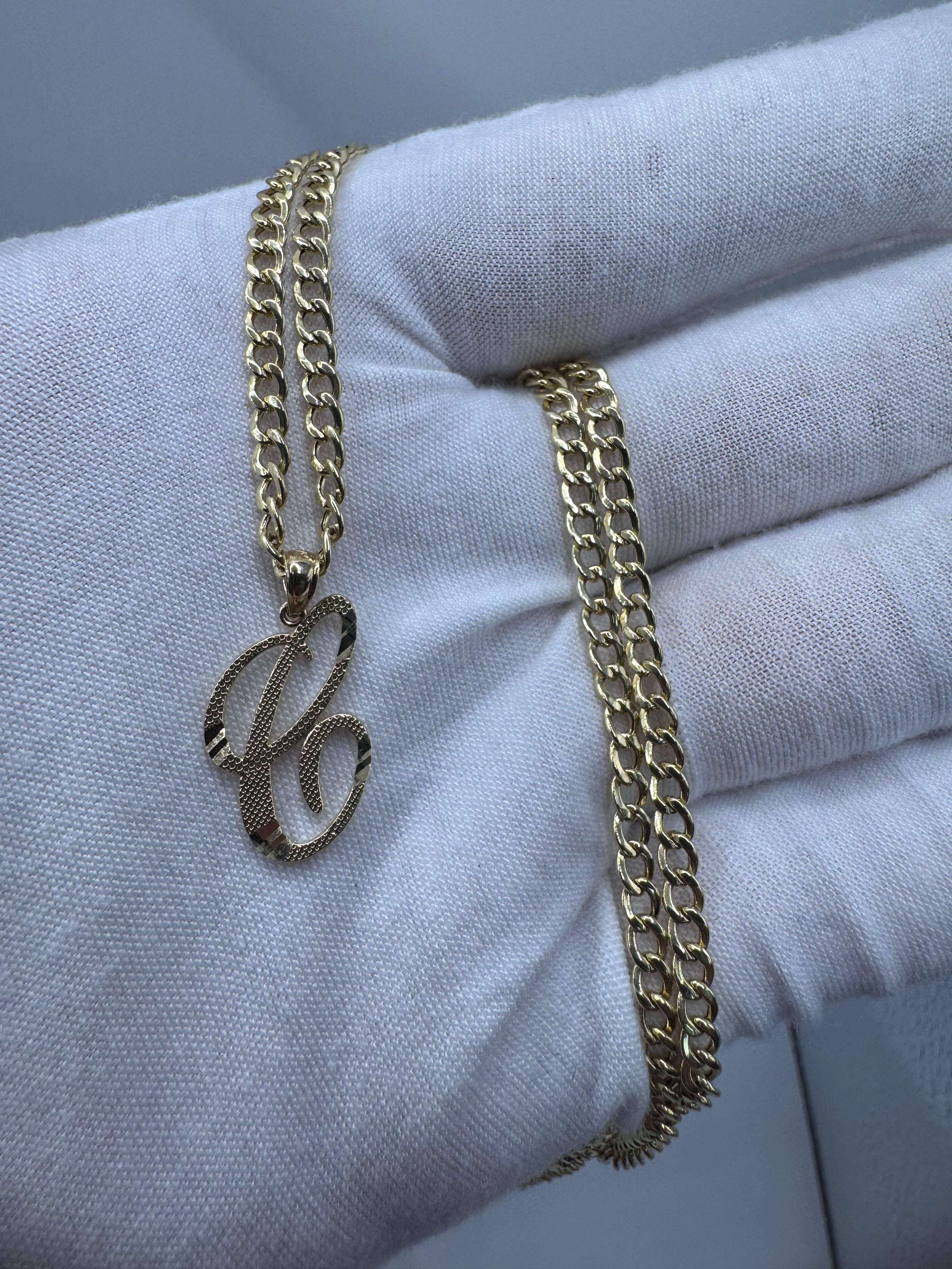 14K Yellow Gold Initial C Pendant – Personalized Letter Gold Necklace Charm