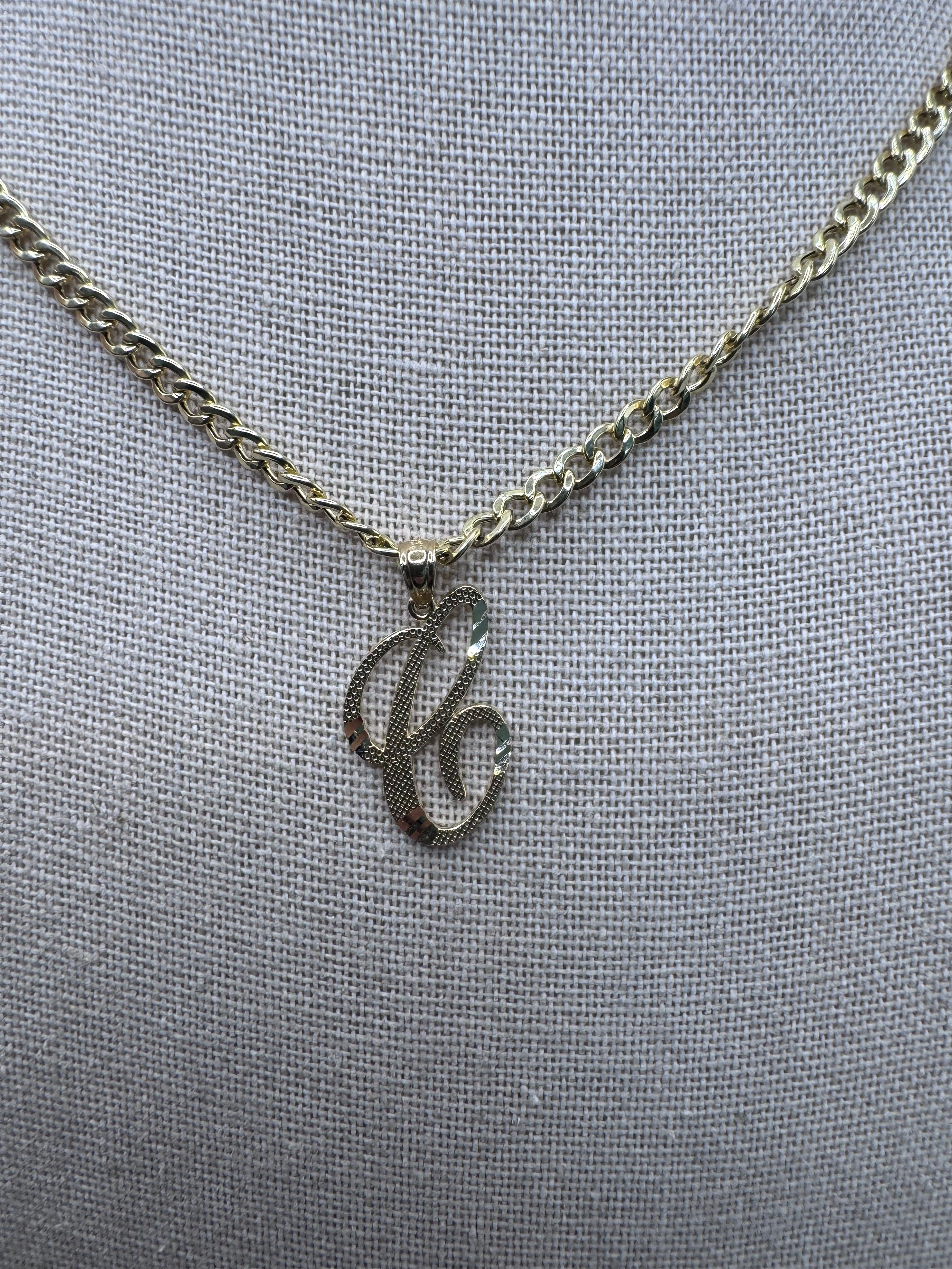 14K Yellow Gold Initial C Pendant – Personalized Letter Gold Necklace Charm