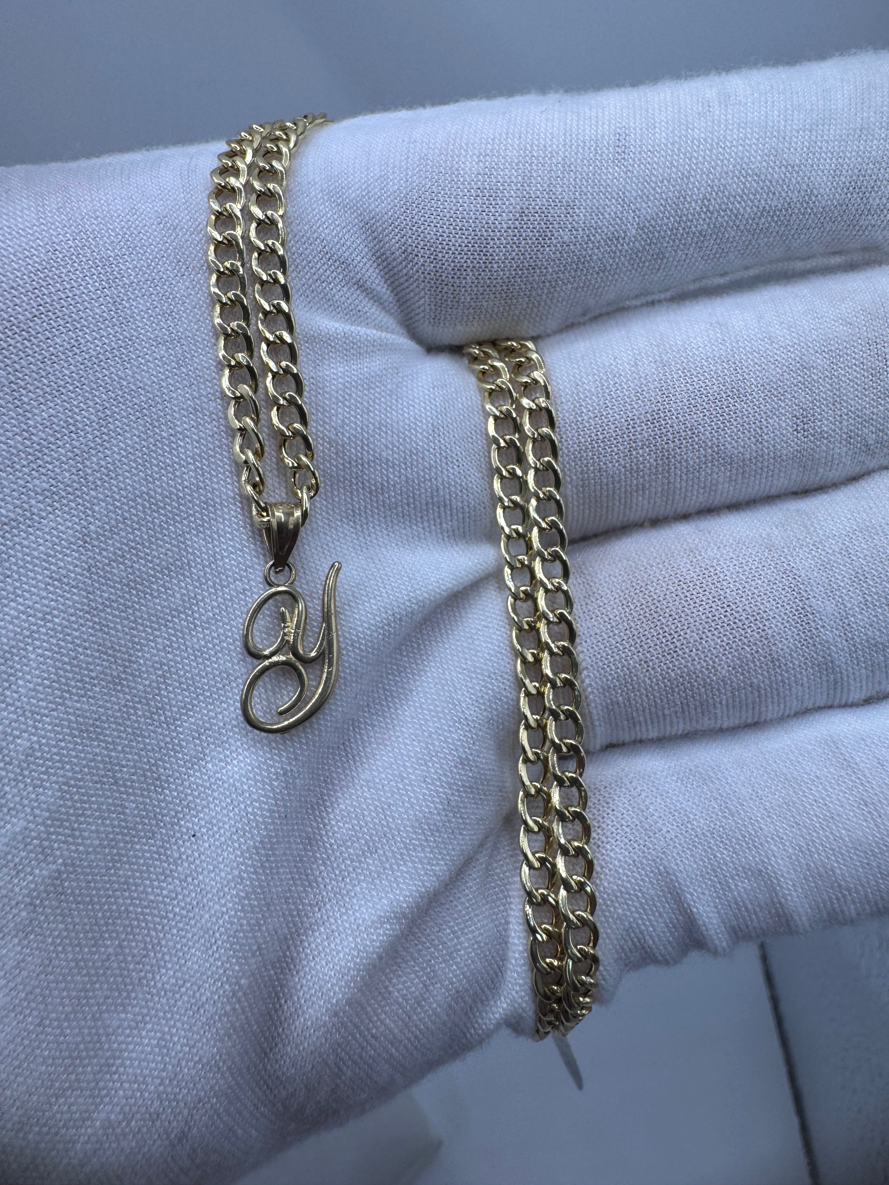 10K Yellow Gold Initial Y Pendant – Personalized Letter Necklace Charm