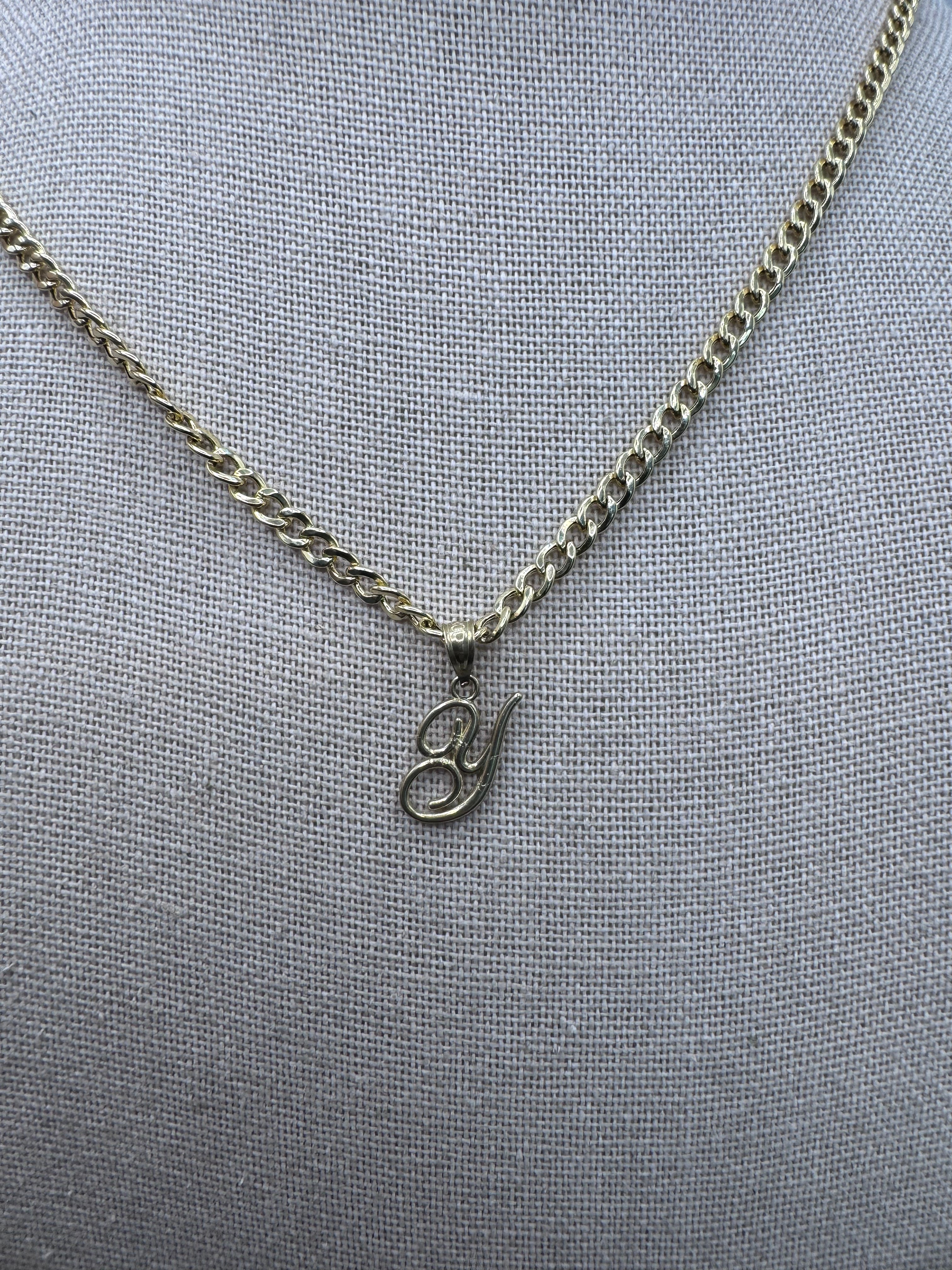10K Yellow Gold Initial Y Pendant – Personalized Letter Necklace Charm