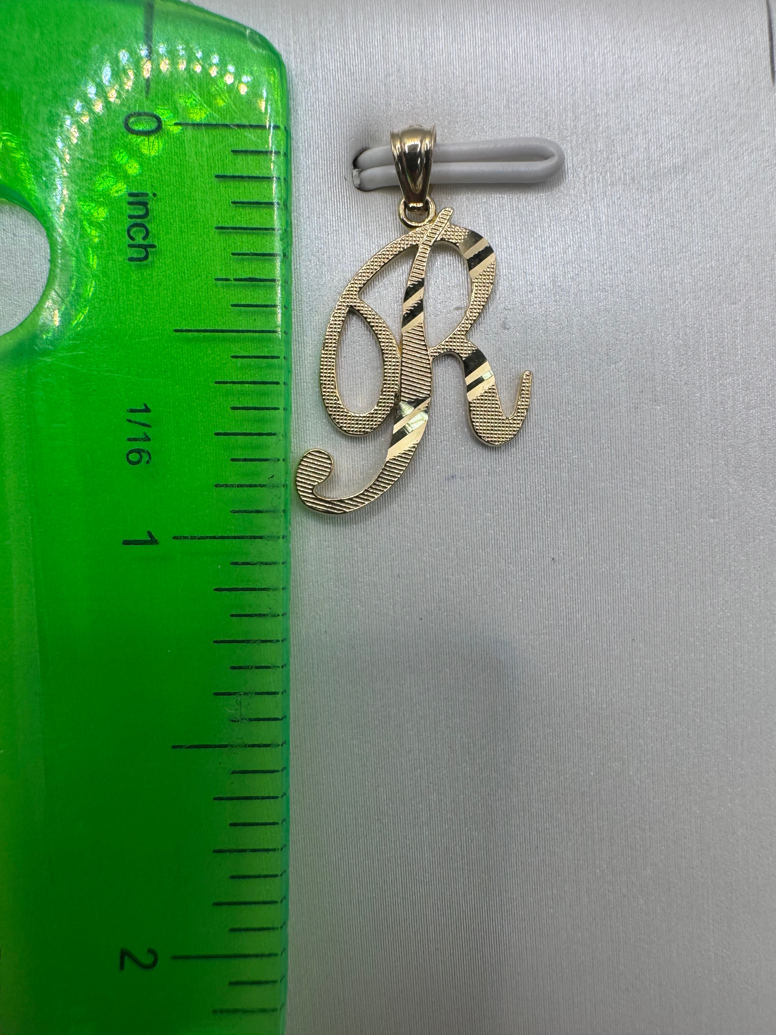 14K Yellow Gold Initial R Pendant – Personalized Letter Gold Necklace Charm
