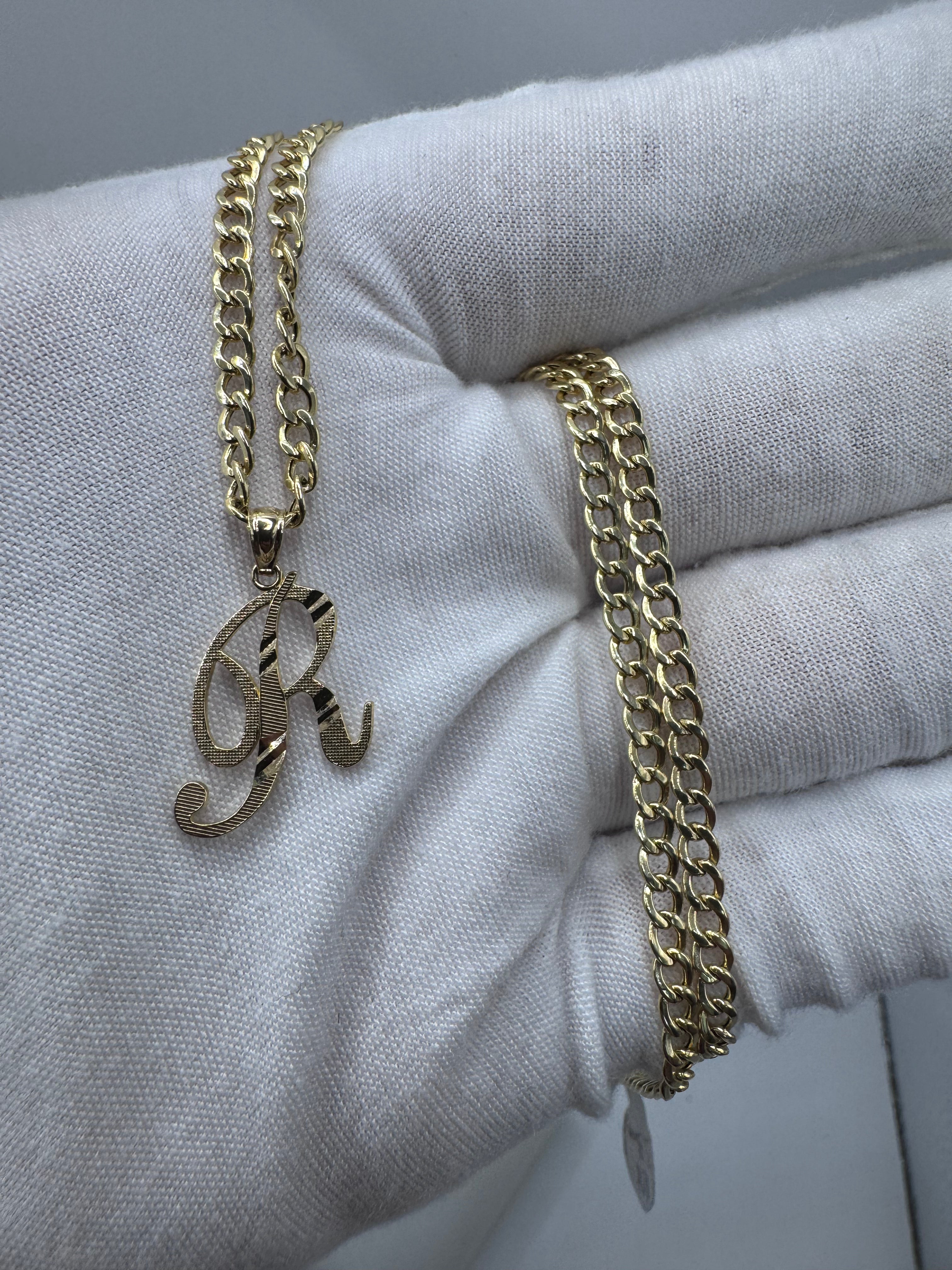 14K Yellow Gold Initial R Pendant – Personalized Letter Gold Necklace Charm