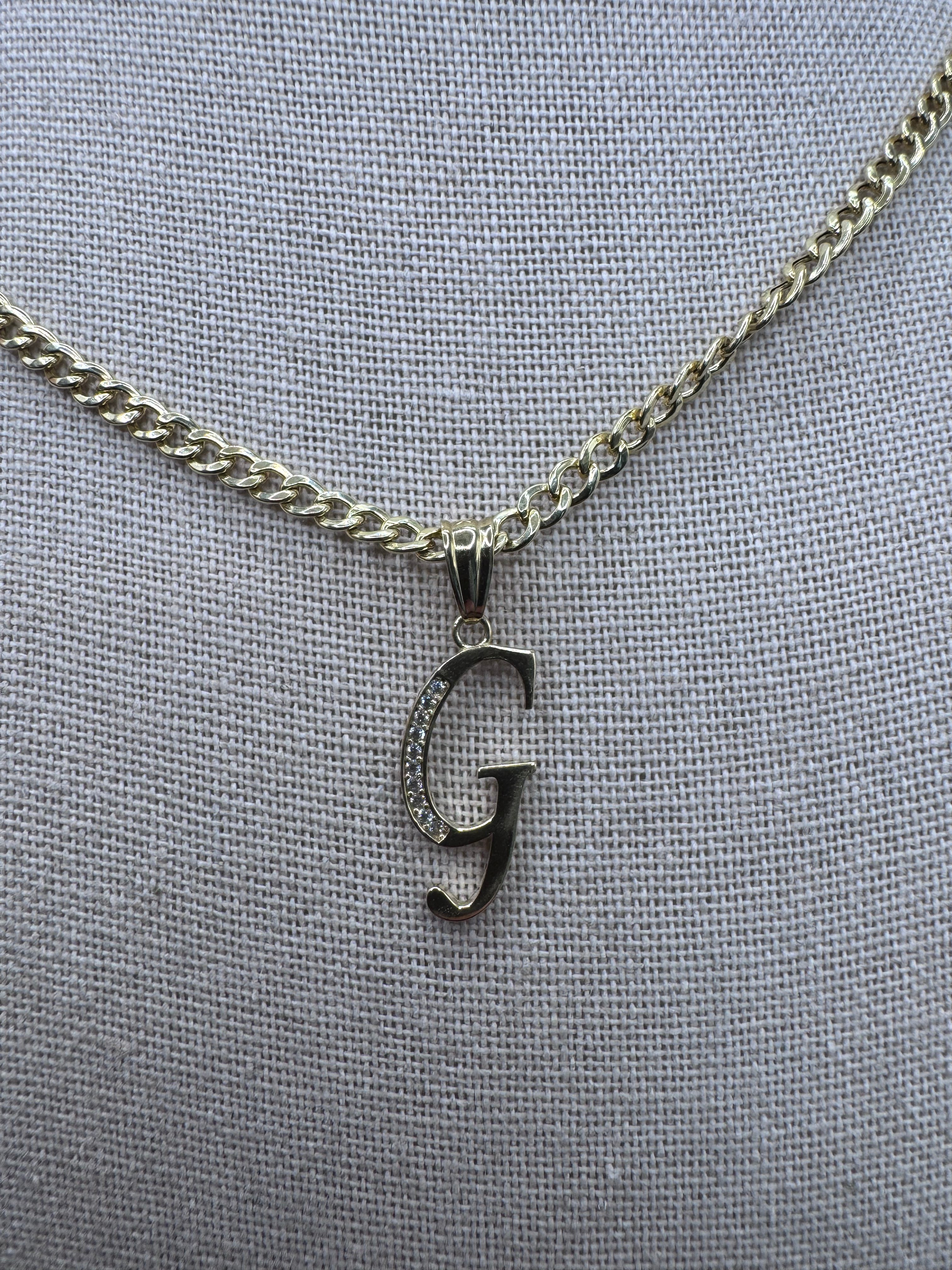 10K Yellow Gold Initial G Pendant – Personalized Letter Necklace Charm