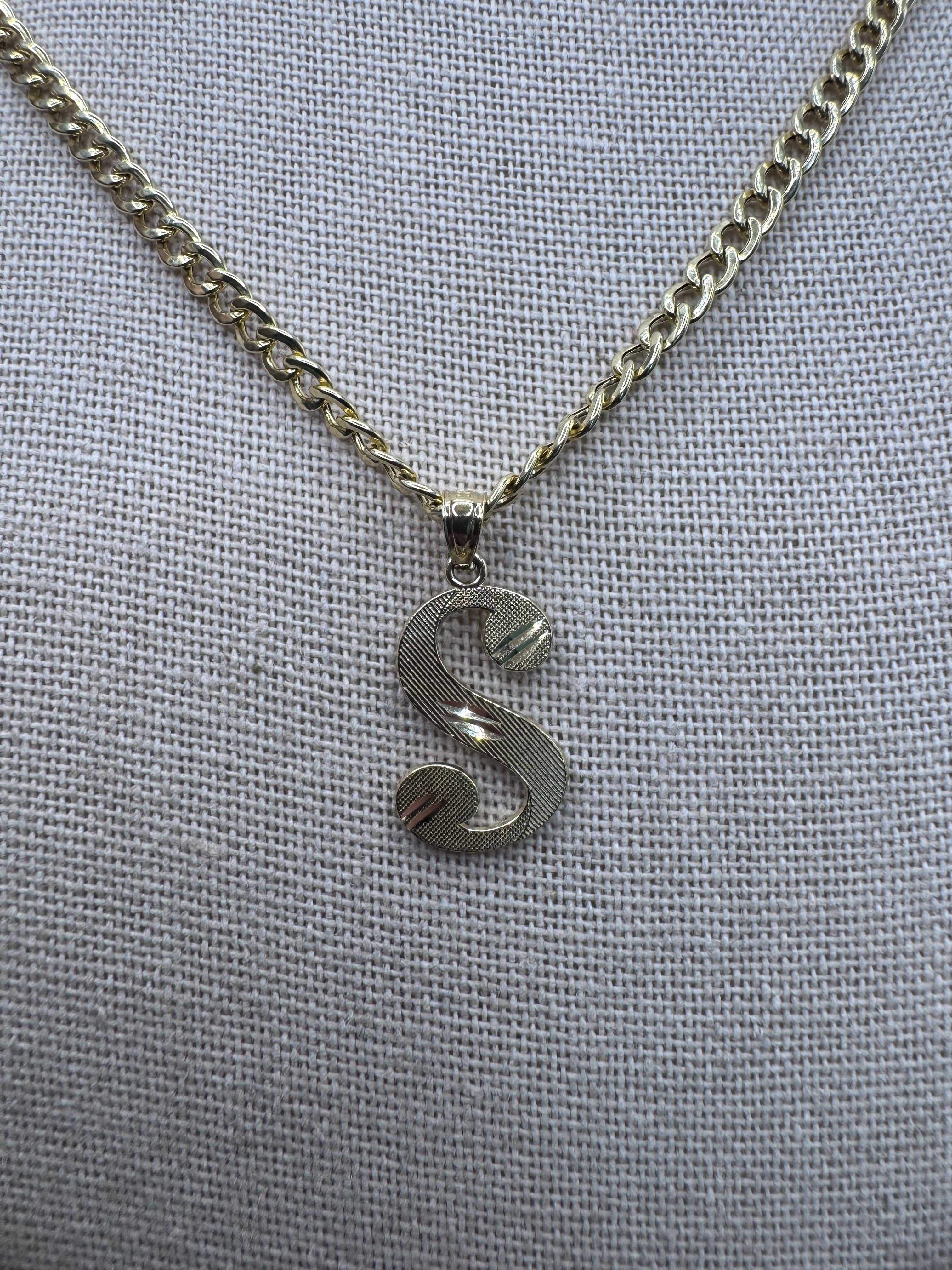 10K Yellow Gold Initial S Pendant – Personalized Letter Necklace Charm