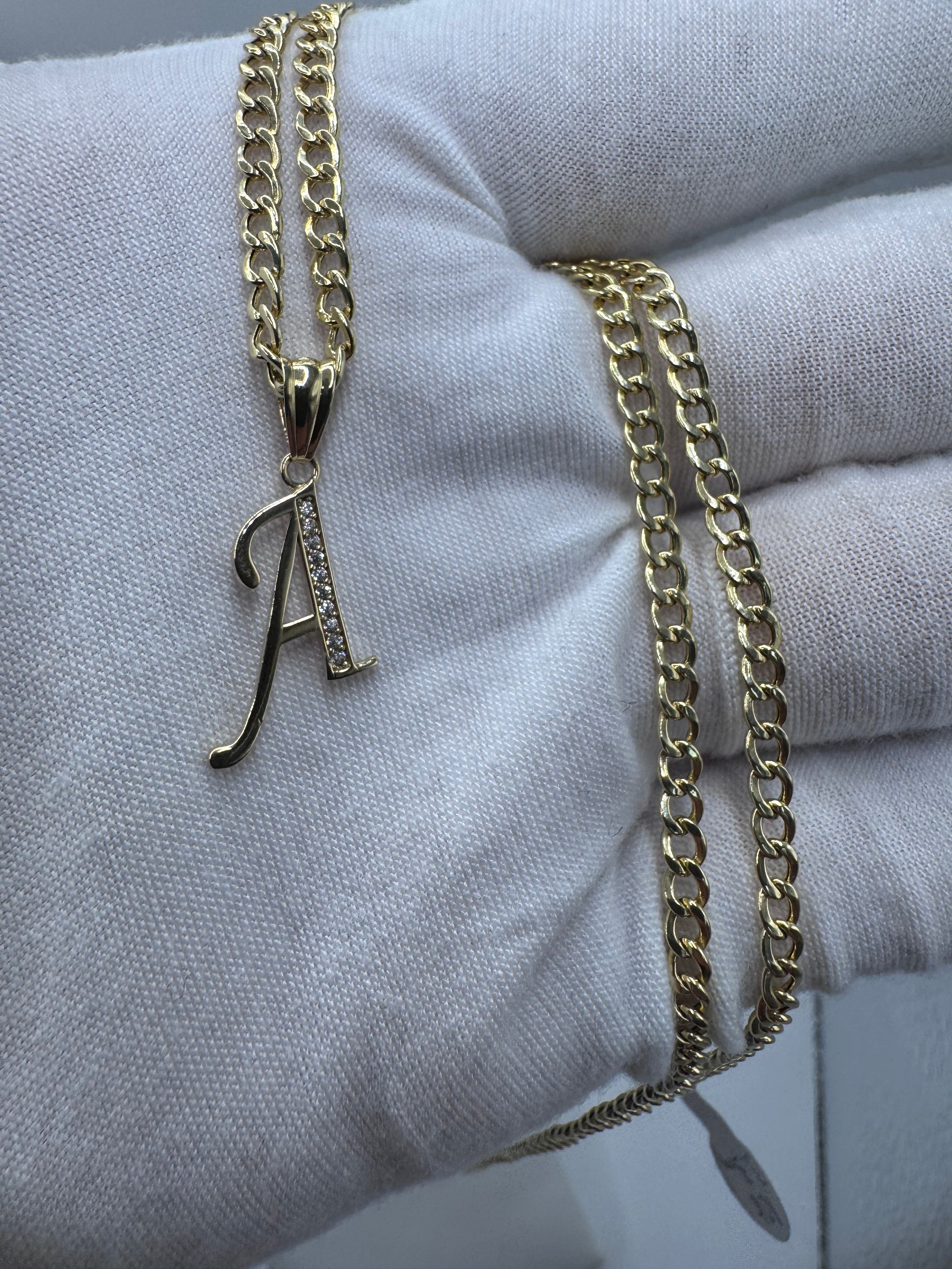 10K Yellow Gold Initial A Pendant – Personalized Letter Necklace Charm