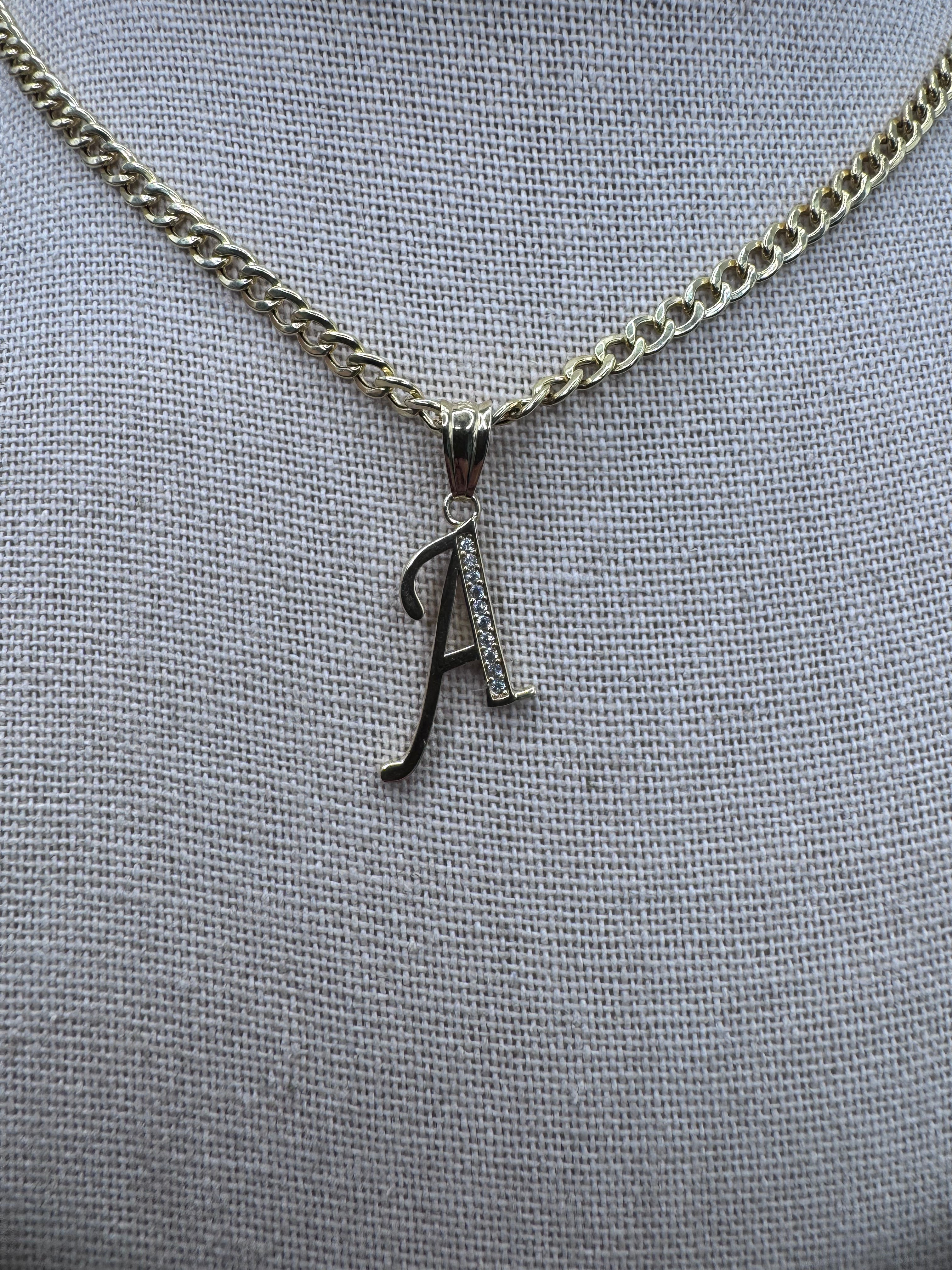 10K Yellow Gold Initial A Pendant – Personalized Letter Necklace Charm