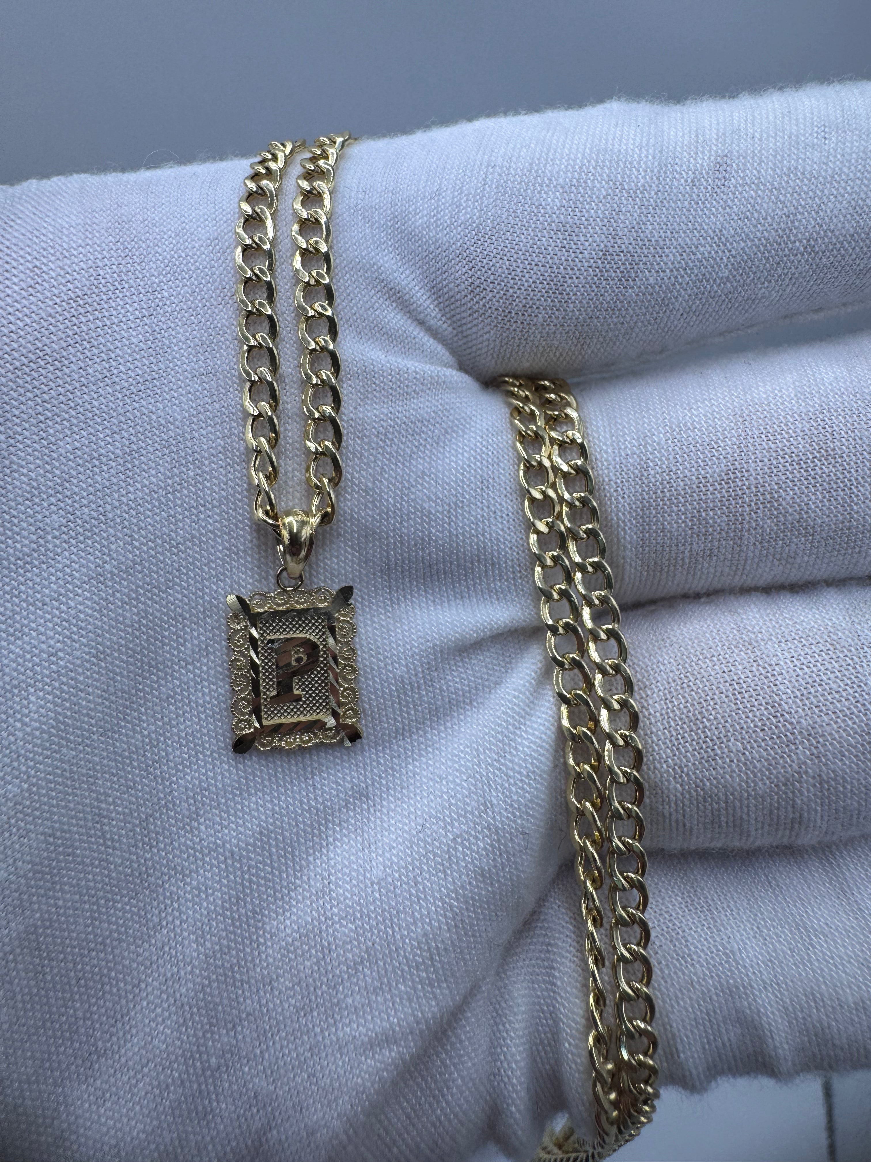 10K Yellow Gold Initial P Pendant – Personalized Letter Necklace Charm