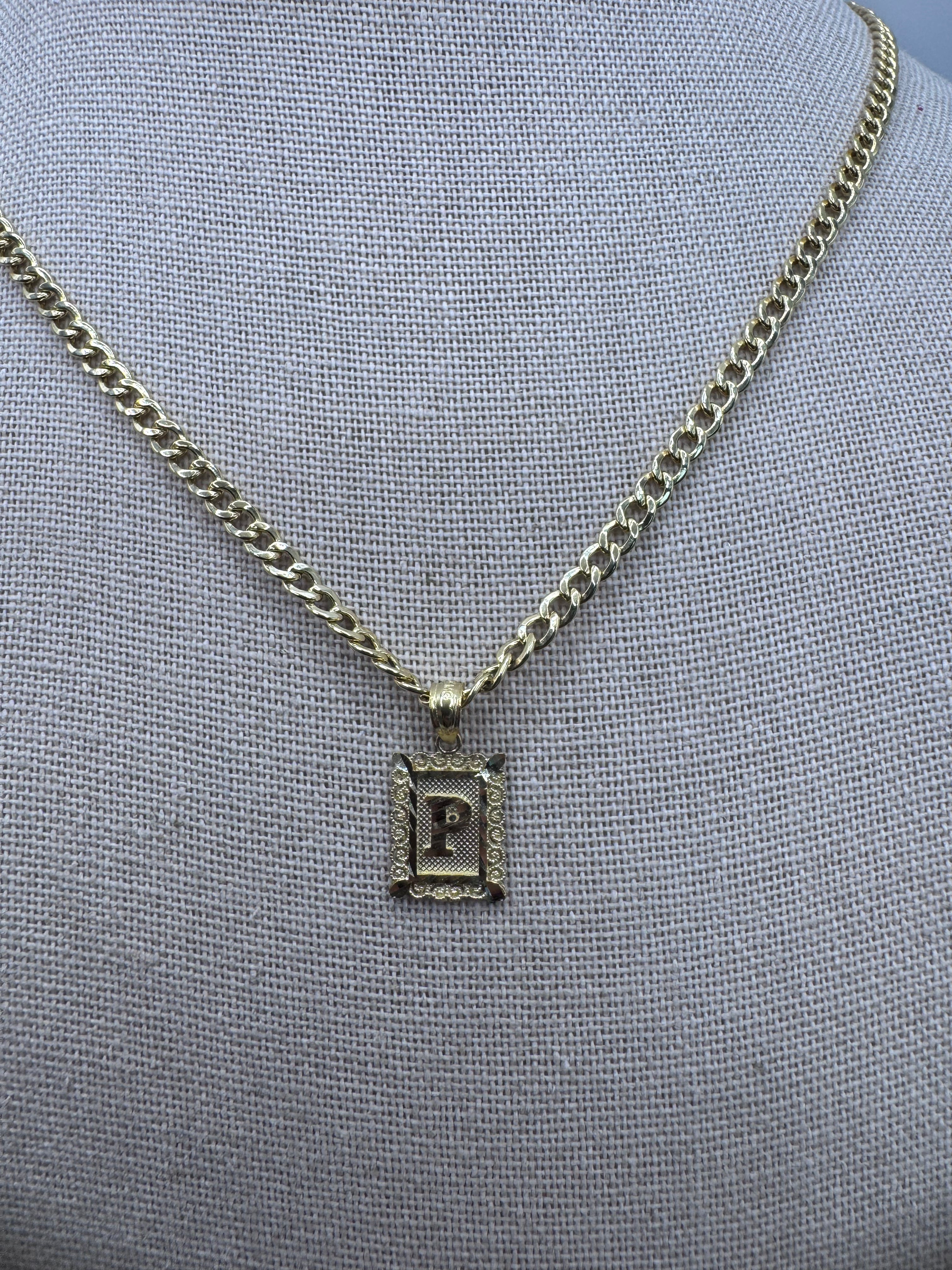 10K Yellow Gold Initial P Pendant – Personalized Letter Necklace Charm