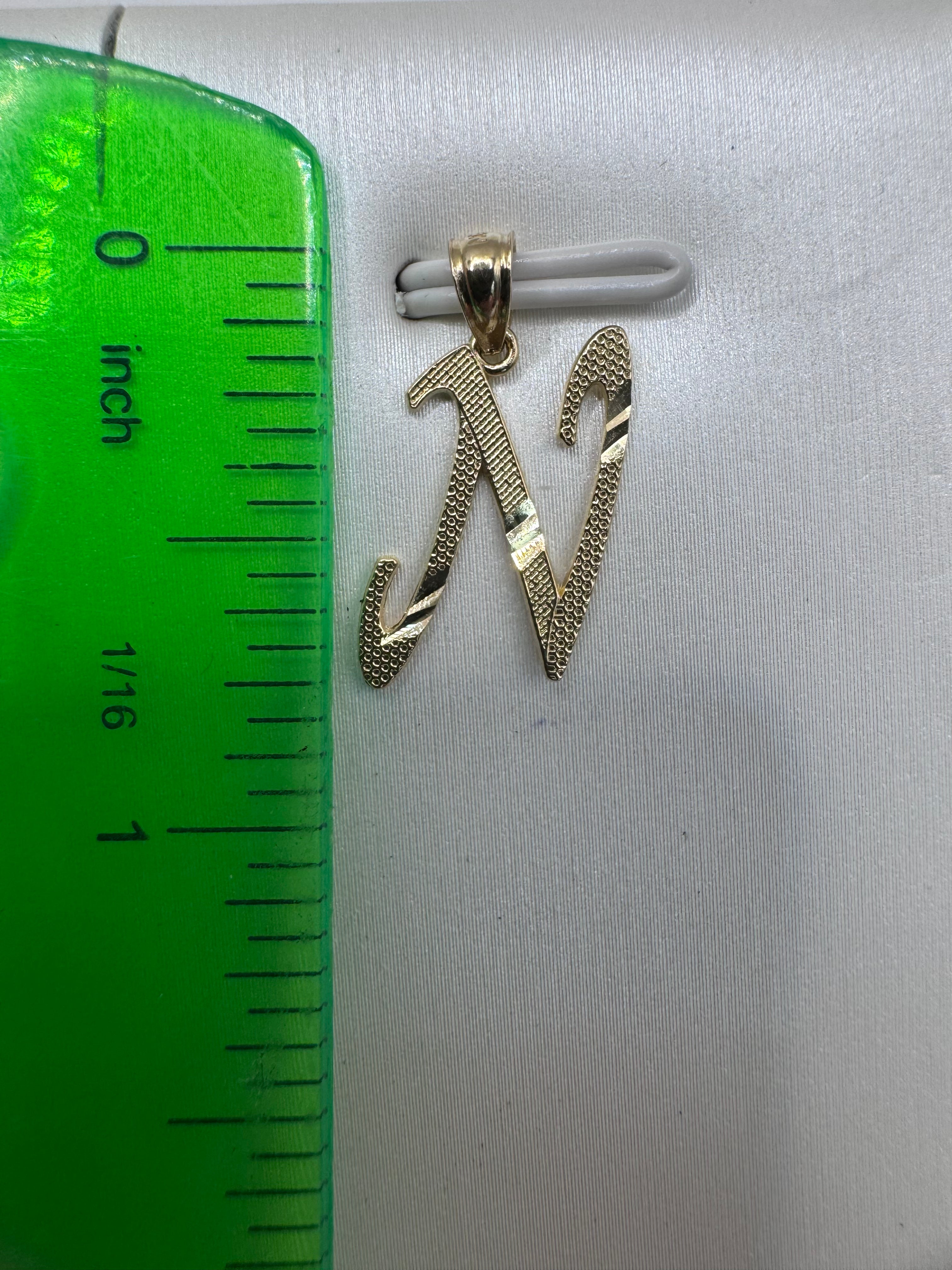 14K Yellow Gold Initial N Pendant – Personalized Letter Gold Necklace Charm