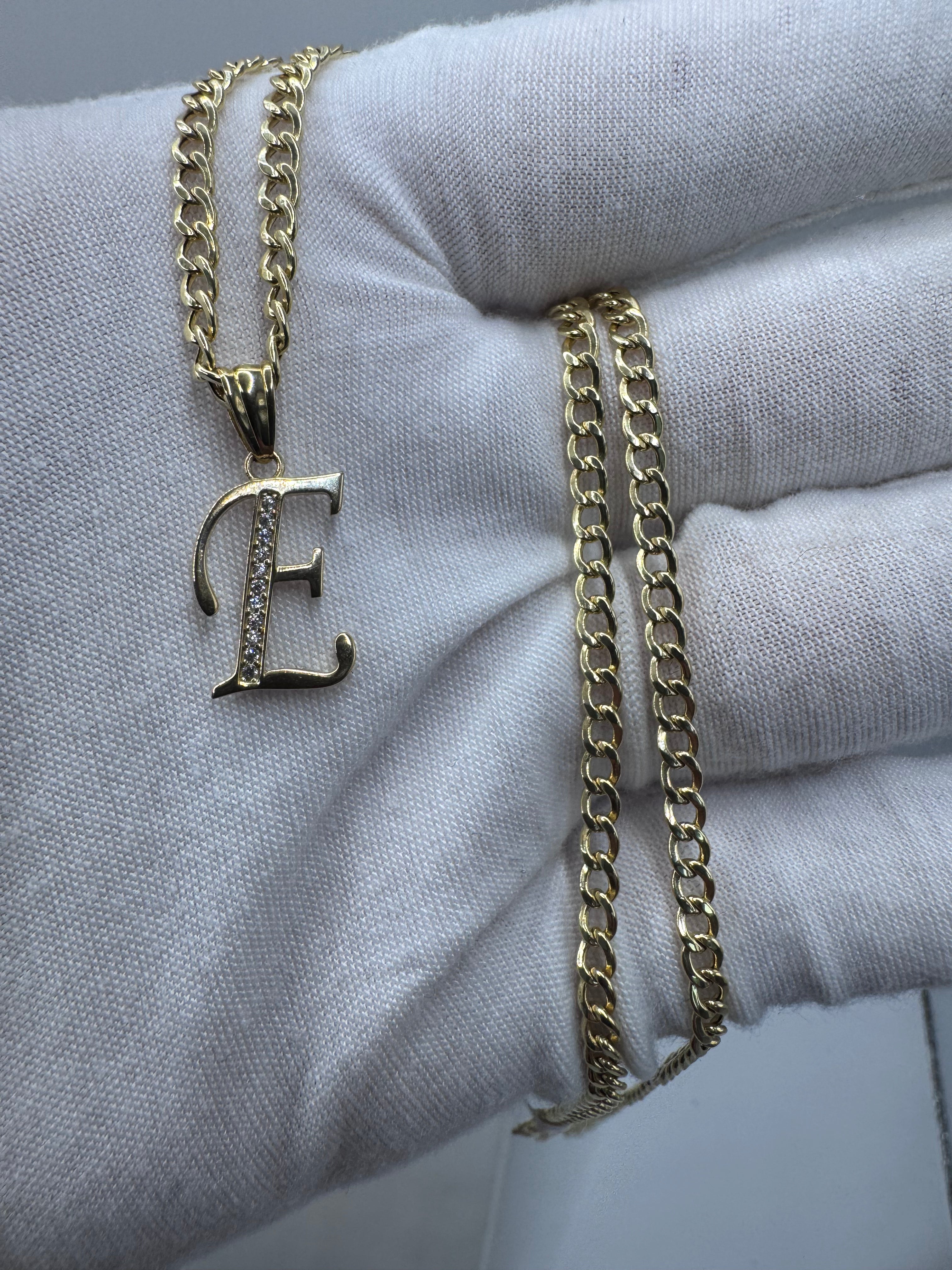 10K Yellow Gold Initial E Pendant – Personalized Letter Necklace Charm
