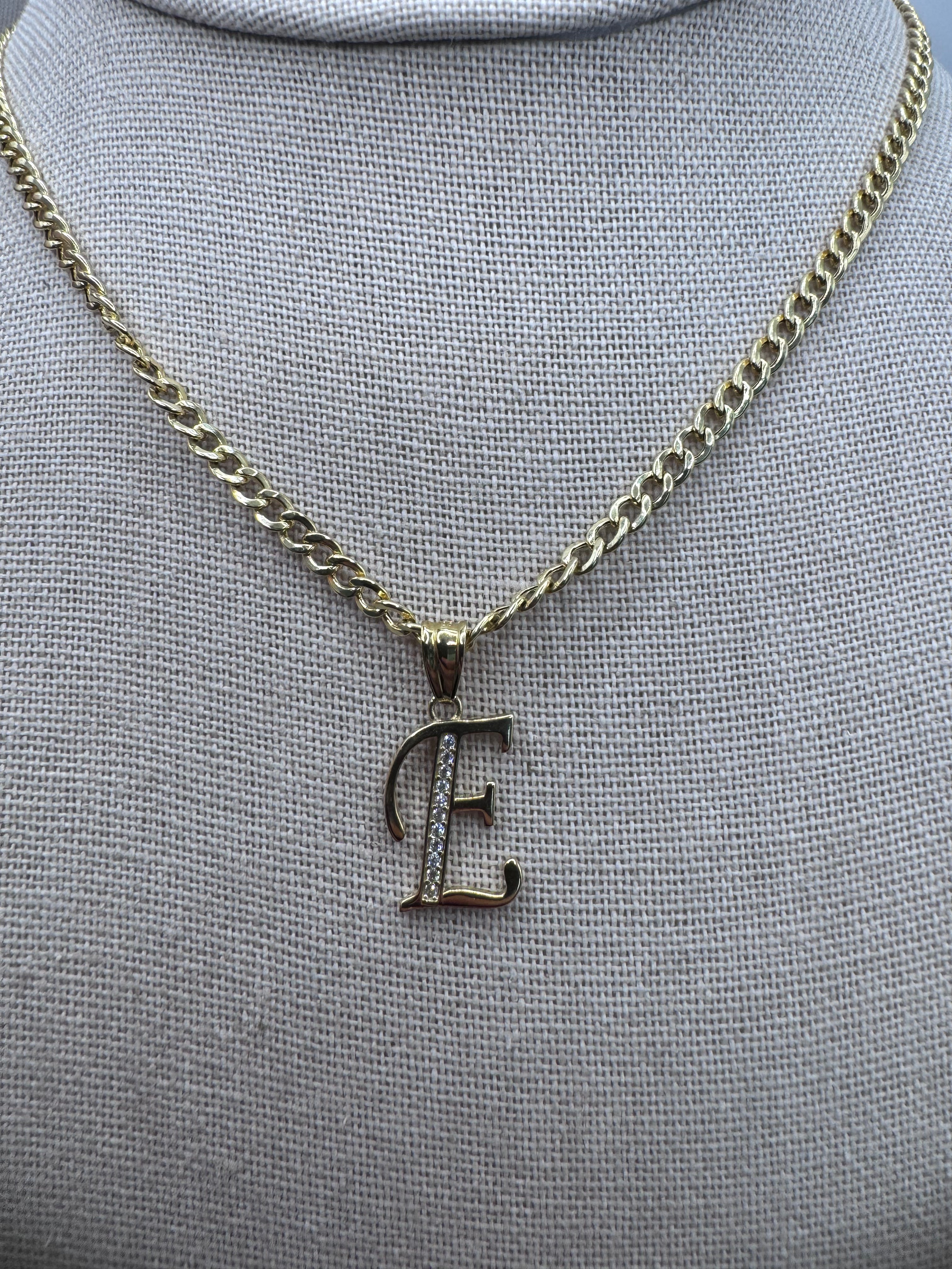 10K Yellow Gold Initial E Pendant – Personalized Letter Necklace Charm