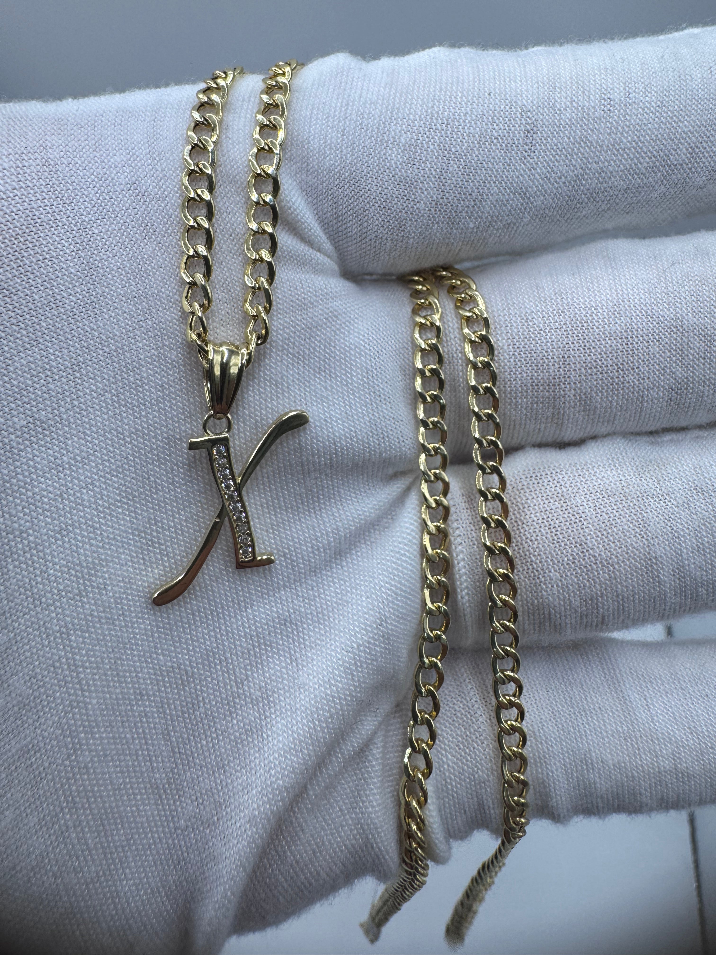 10K Yellow Gold Initial X Pendant – Personalized Letter Necklace Charm
