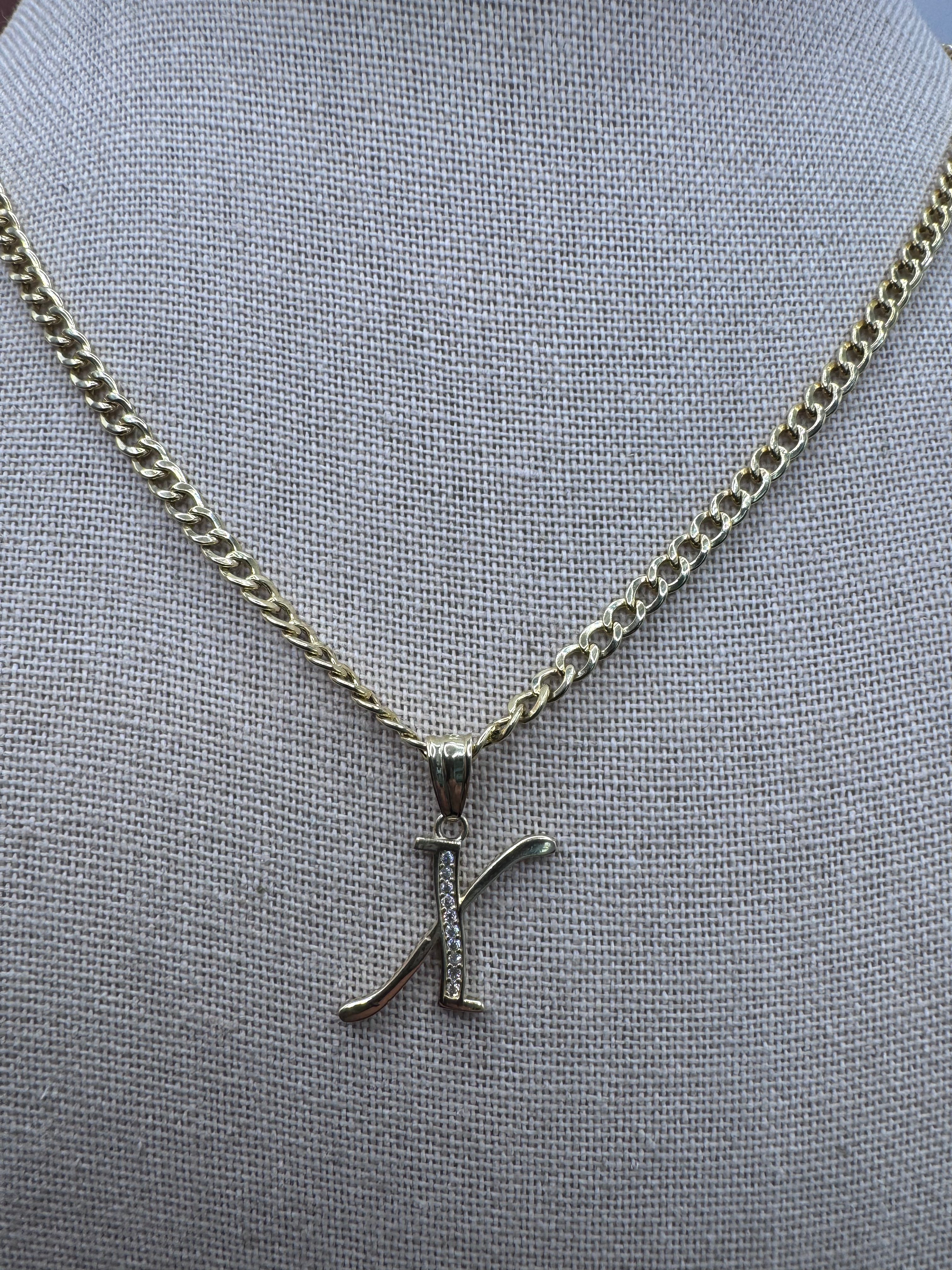 10K Yellow Gold Initial X Pendant – Personalized Letter Necklace Charm