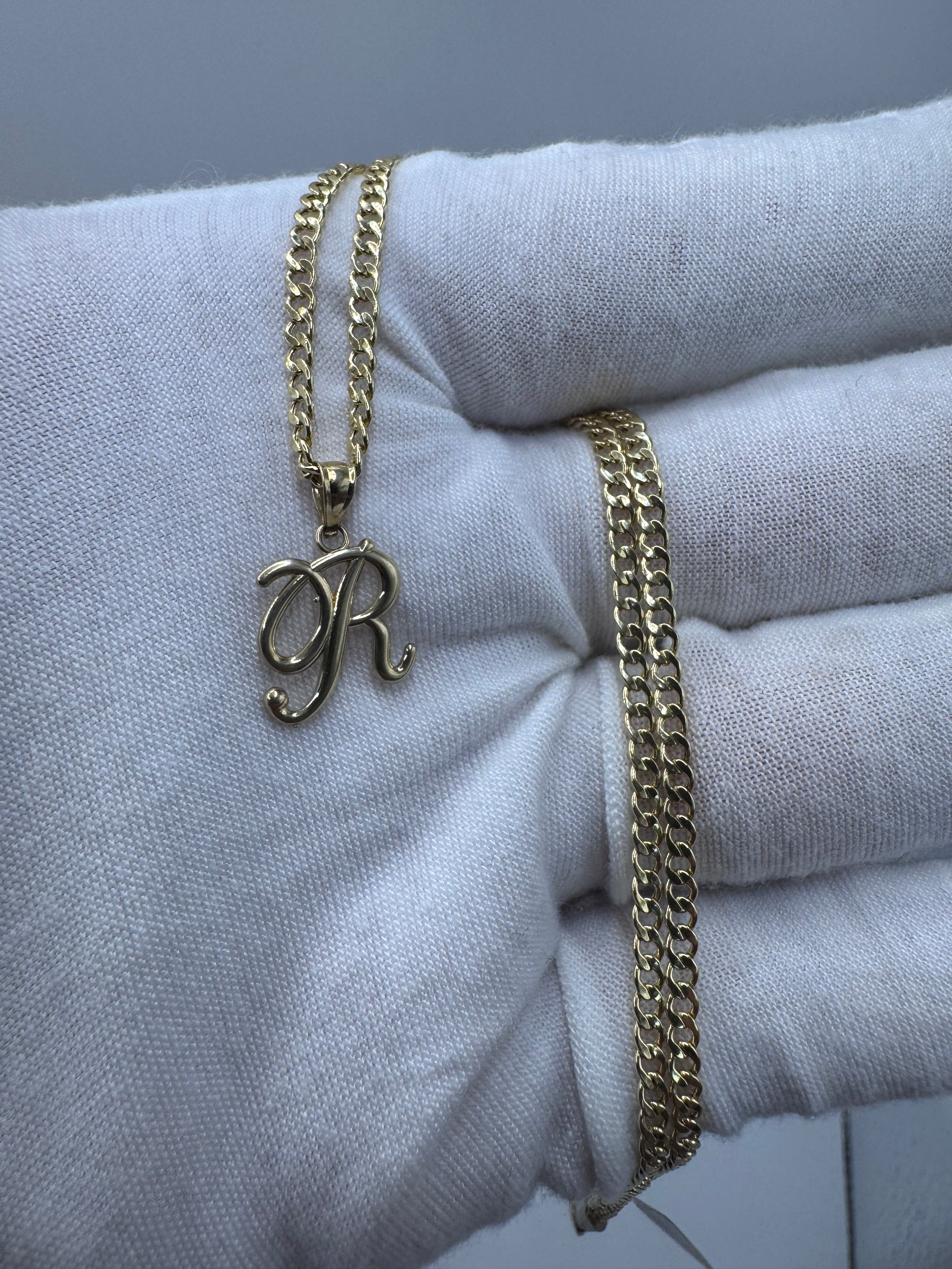 10K Yellow Gold Initial R Pendant – Personalized Letter Necklace Charm