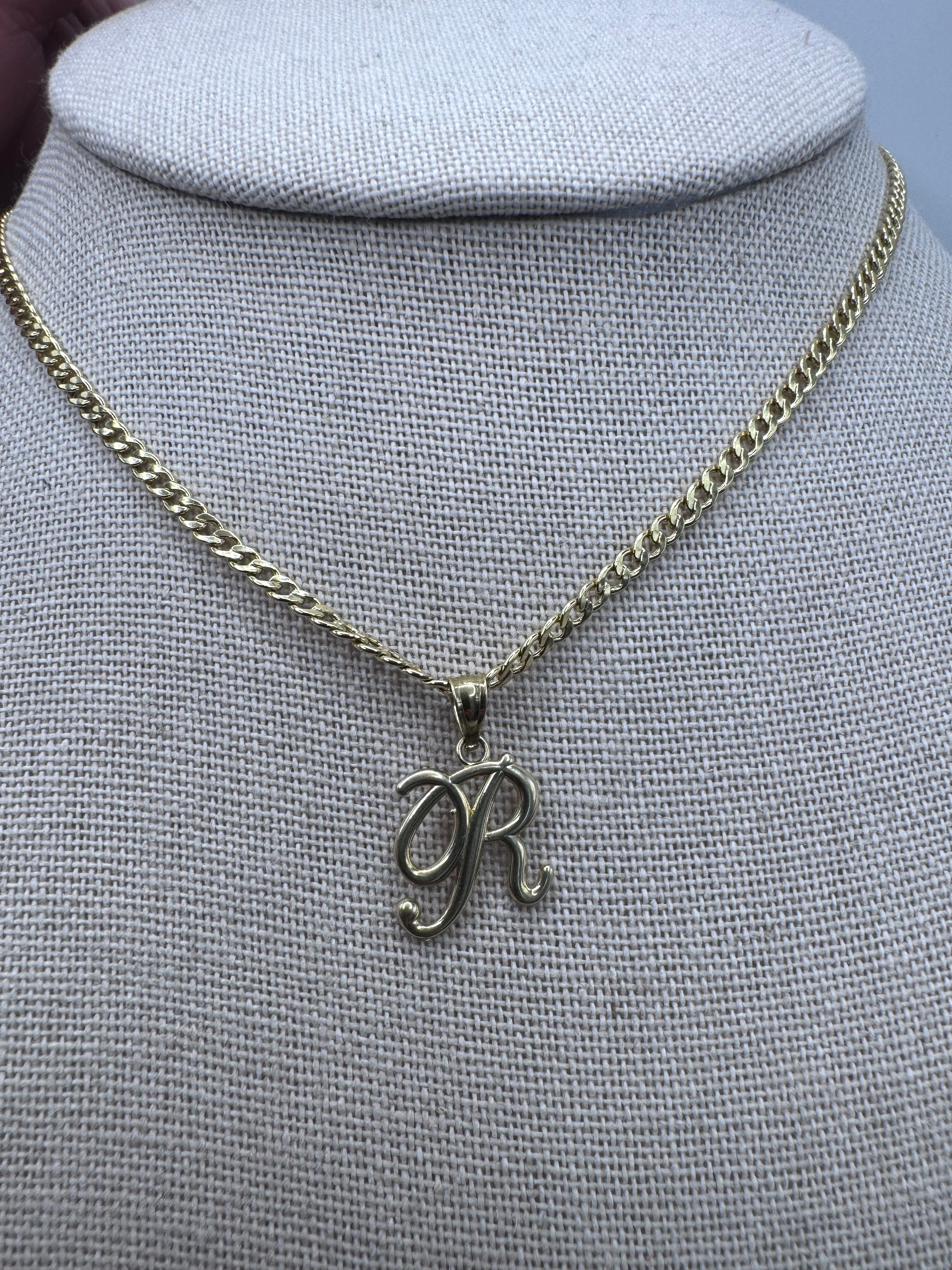 10K Yellow Gold Initial R Pendant – Personalized Letter Necklace Charm