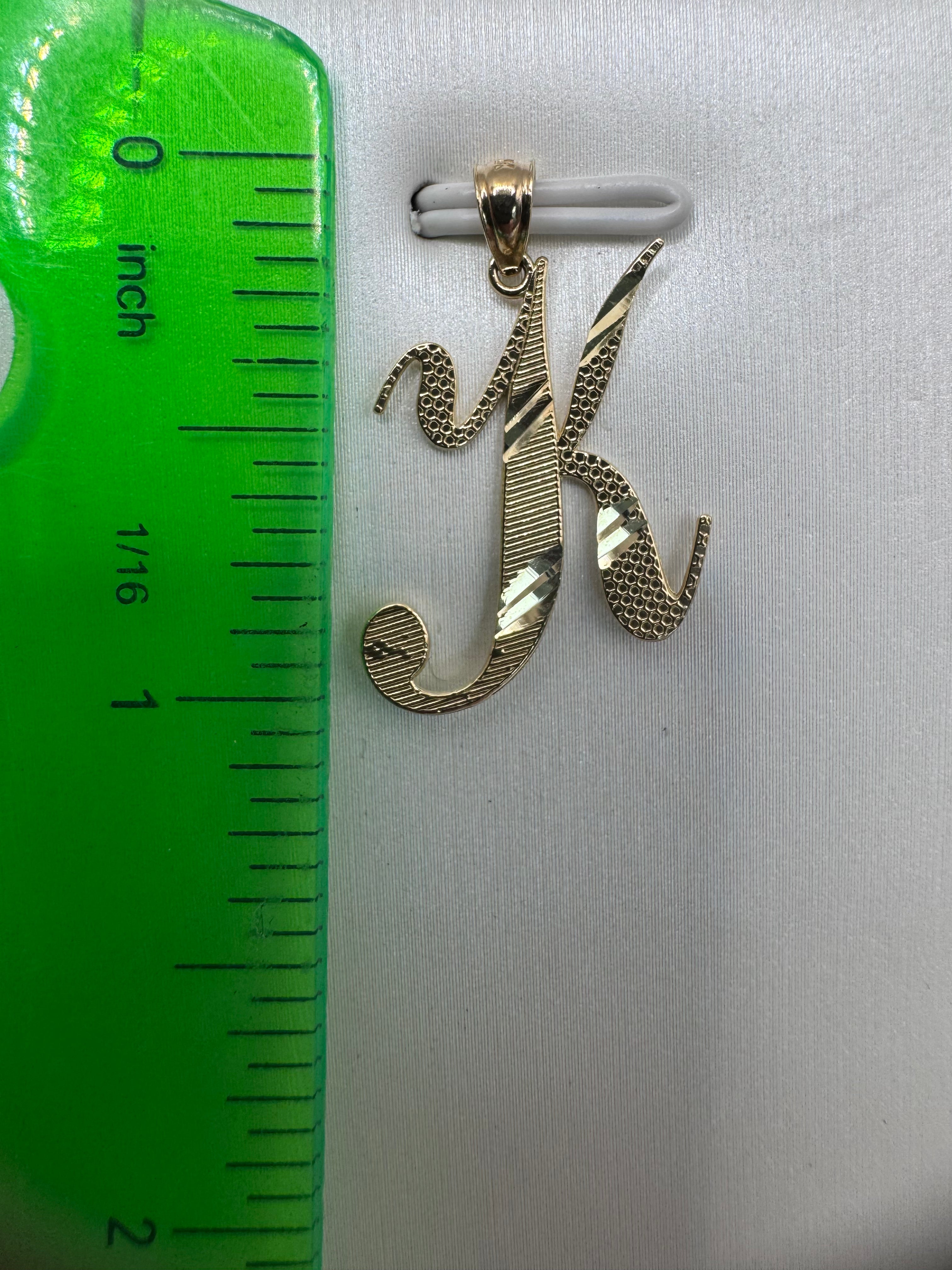 14K Yellow Gold Initial K Pendant – Personalized Letter Gold Necklace Charm