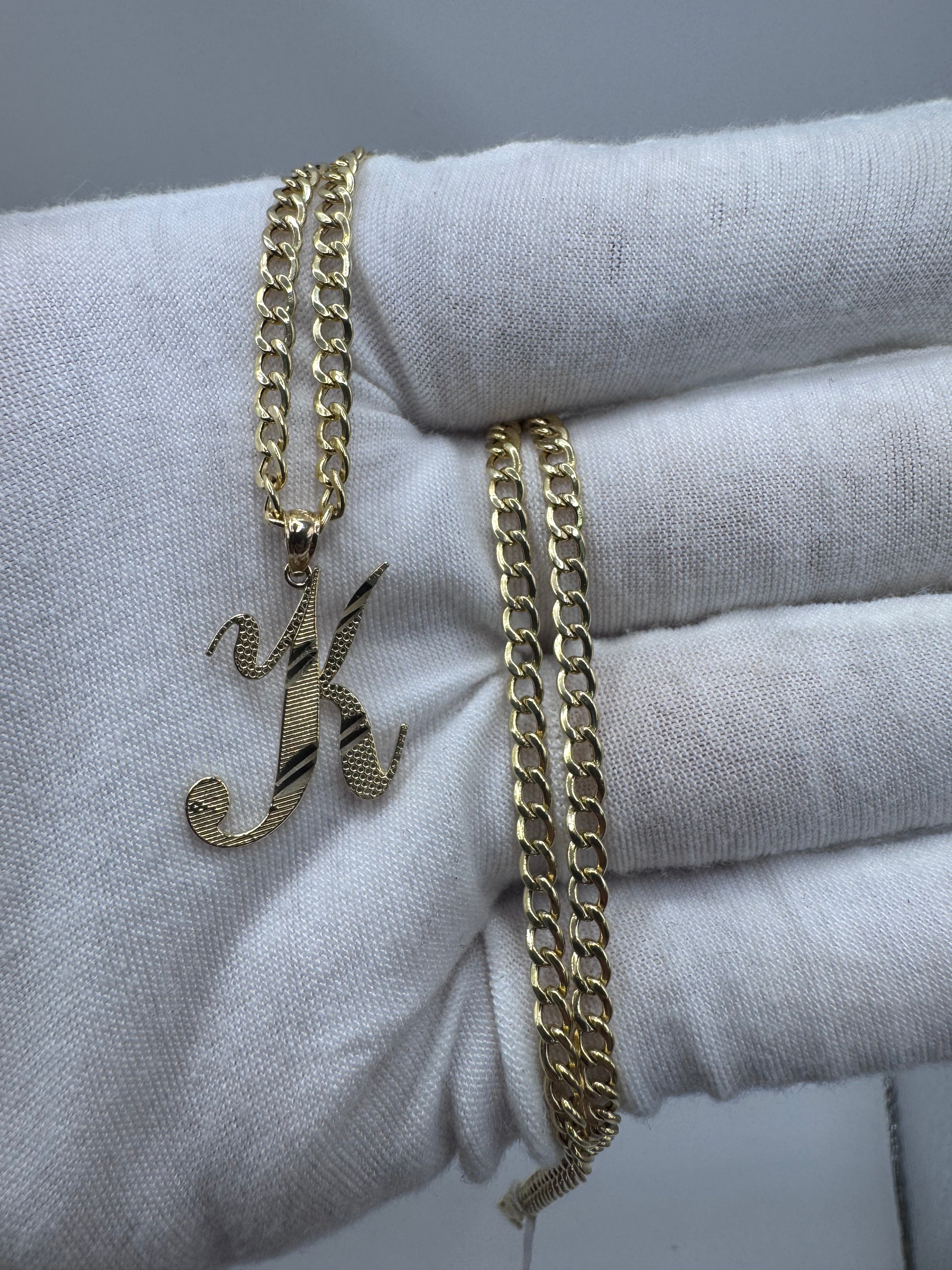 14K Yellow Gold Initial K Pendant – Personalized Letter Gold Necklace Charm