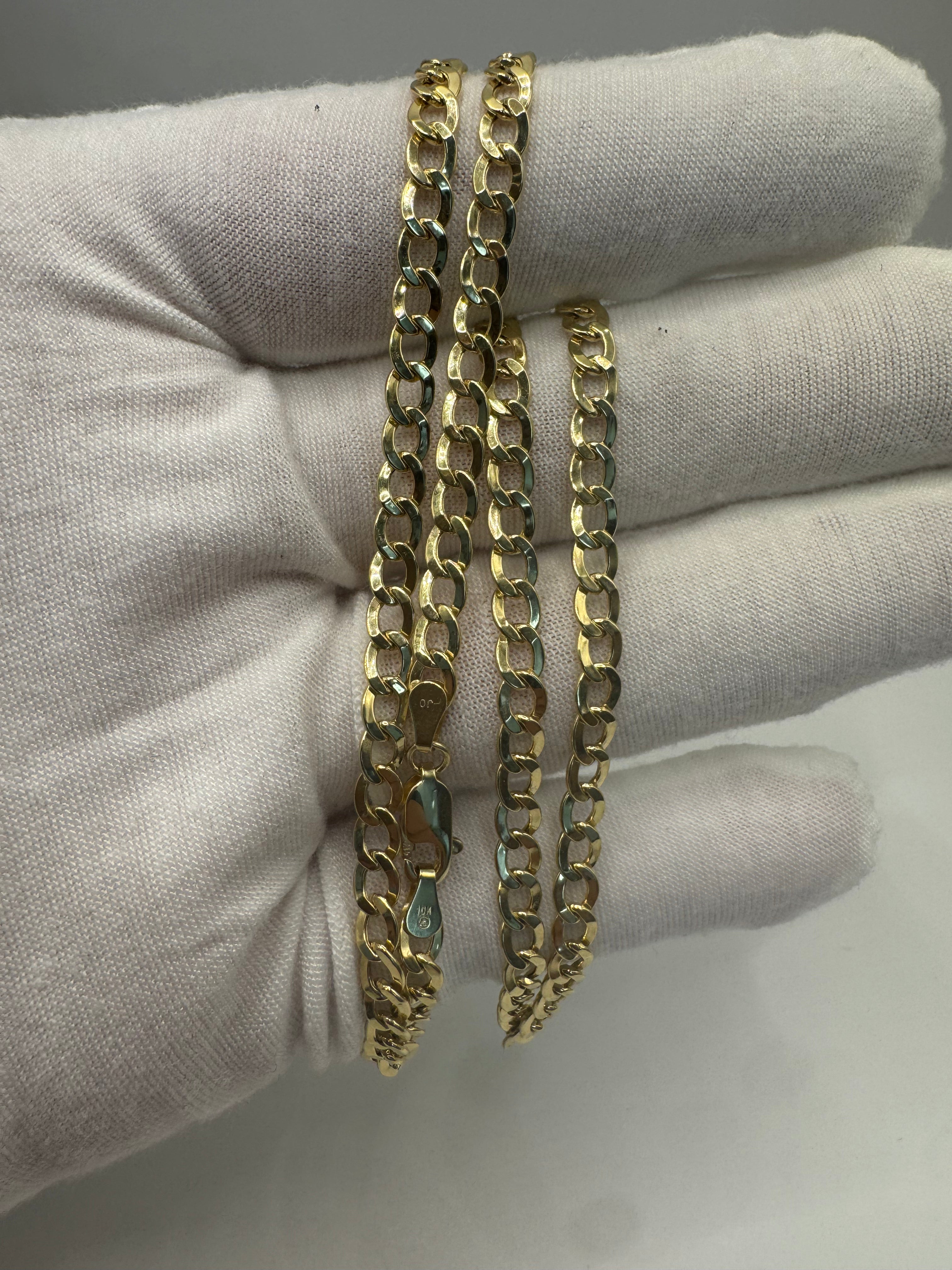 10K Yellow Gold Cuban Chain 18" – 4.4mm Bold Link Necklace