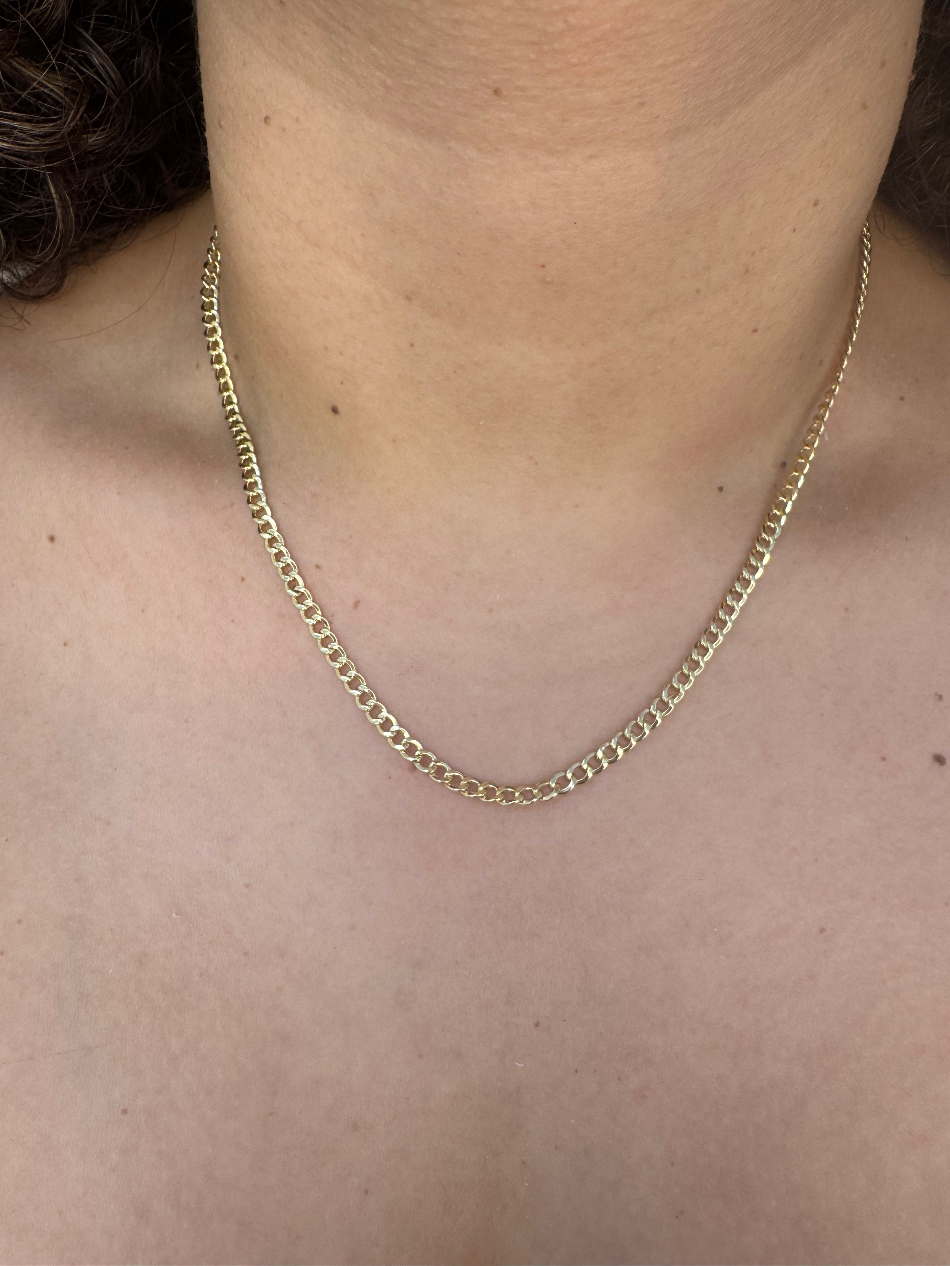 10K Yellow Gold Cuban Chain 18" – 3.3mm Classic Link Necklace