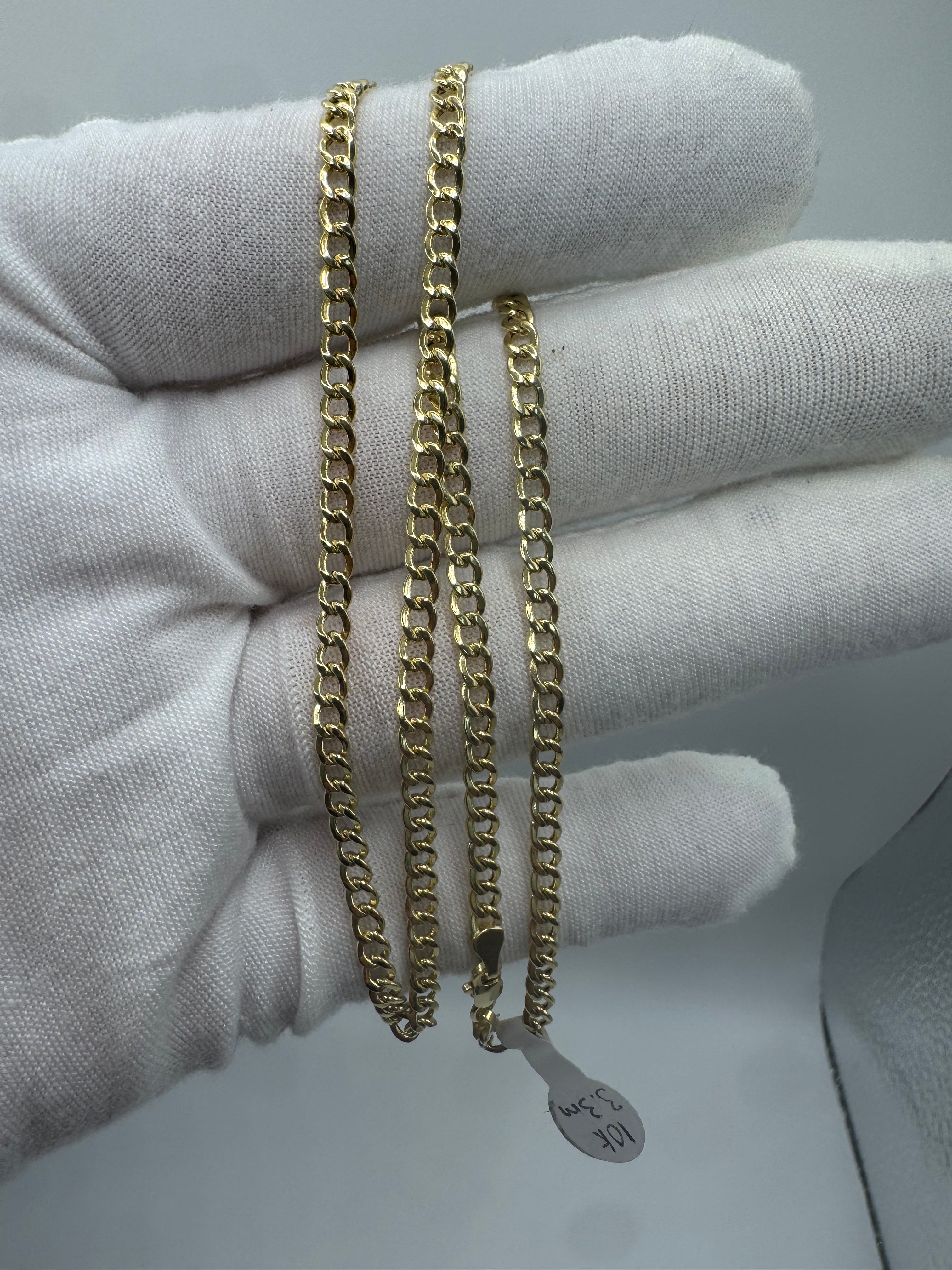 10K Yellow Gold Cuban Chain 18" – 3.3mm Classic Link Necklace